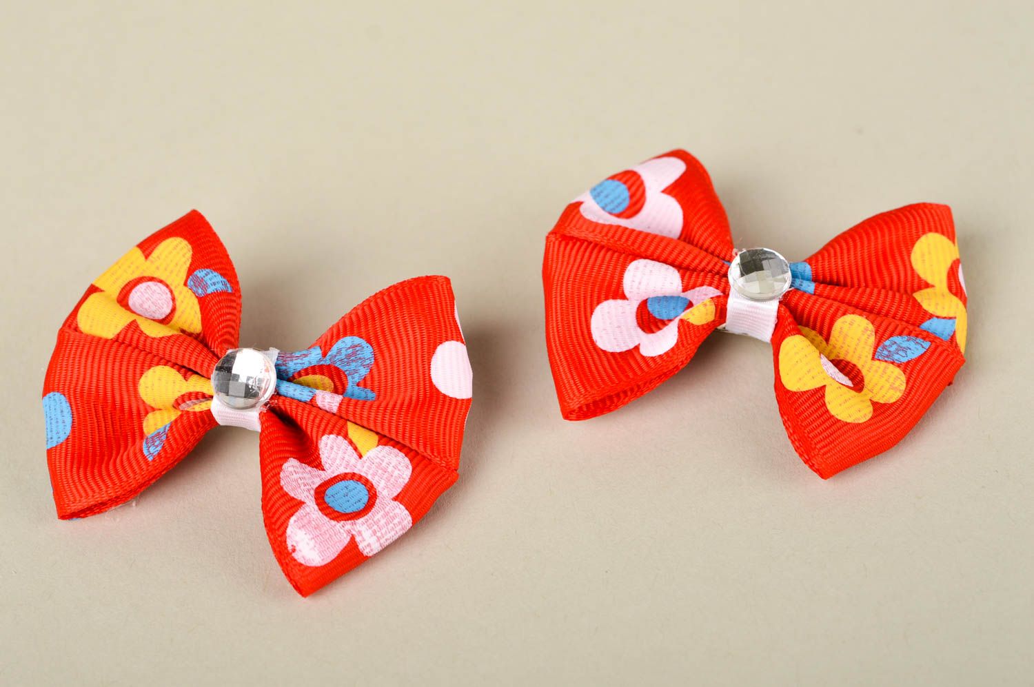 Handmade barrette rep ribbon hair clip set of hair accessories for children photo 2