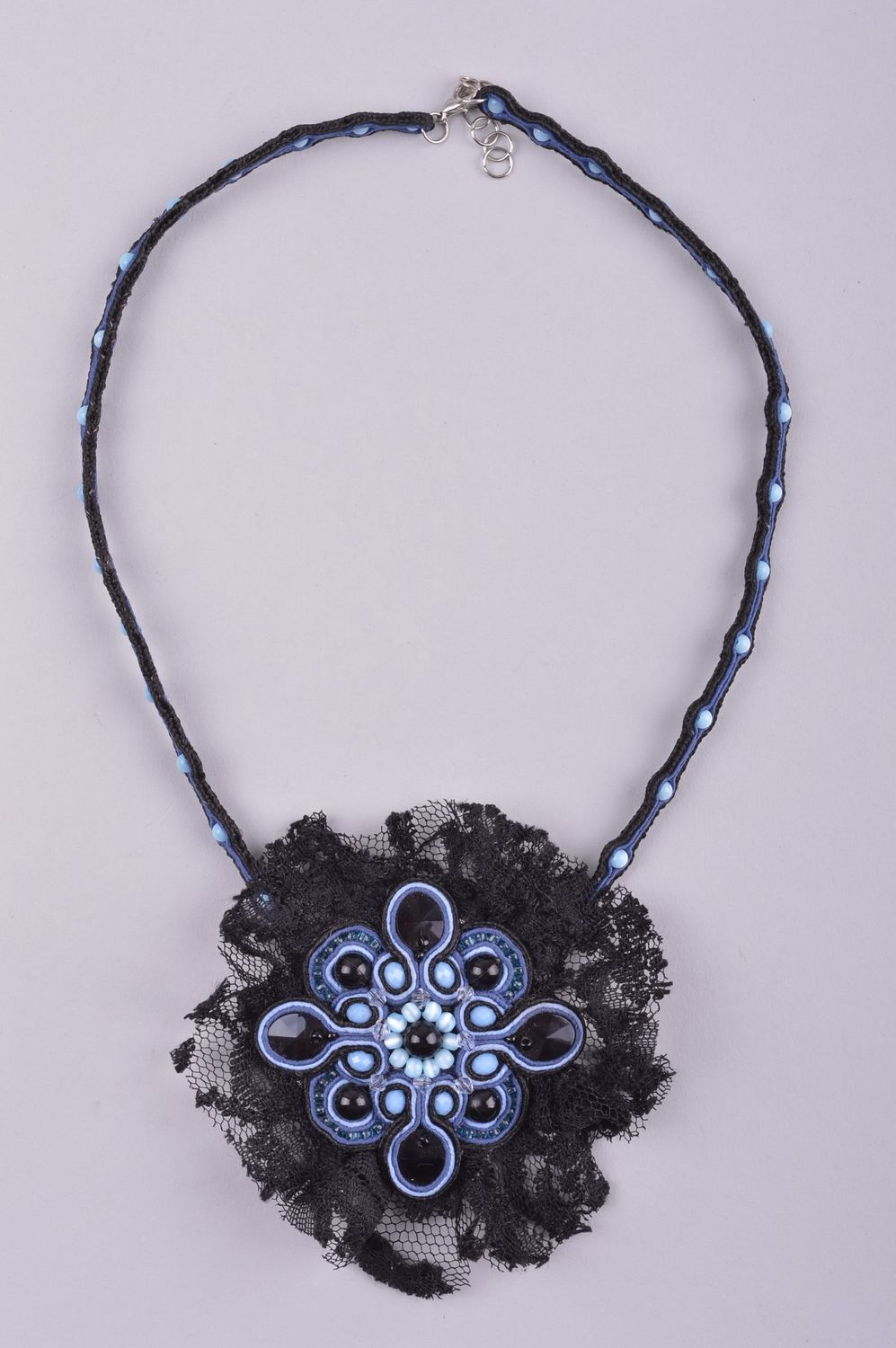 Handmade Soutache Schmuck dunkle Modeschmuck Halskette schöne Collier Halskette foto 2
