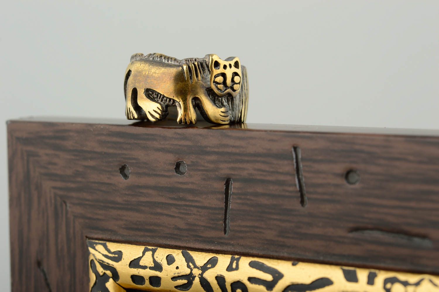 Bronze Ring handmade Designer Accessoire Ring Damen Geschenk Ideen mit Stein foto 1