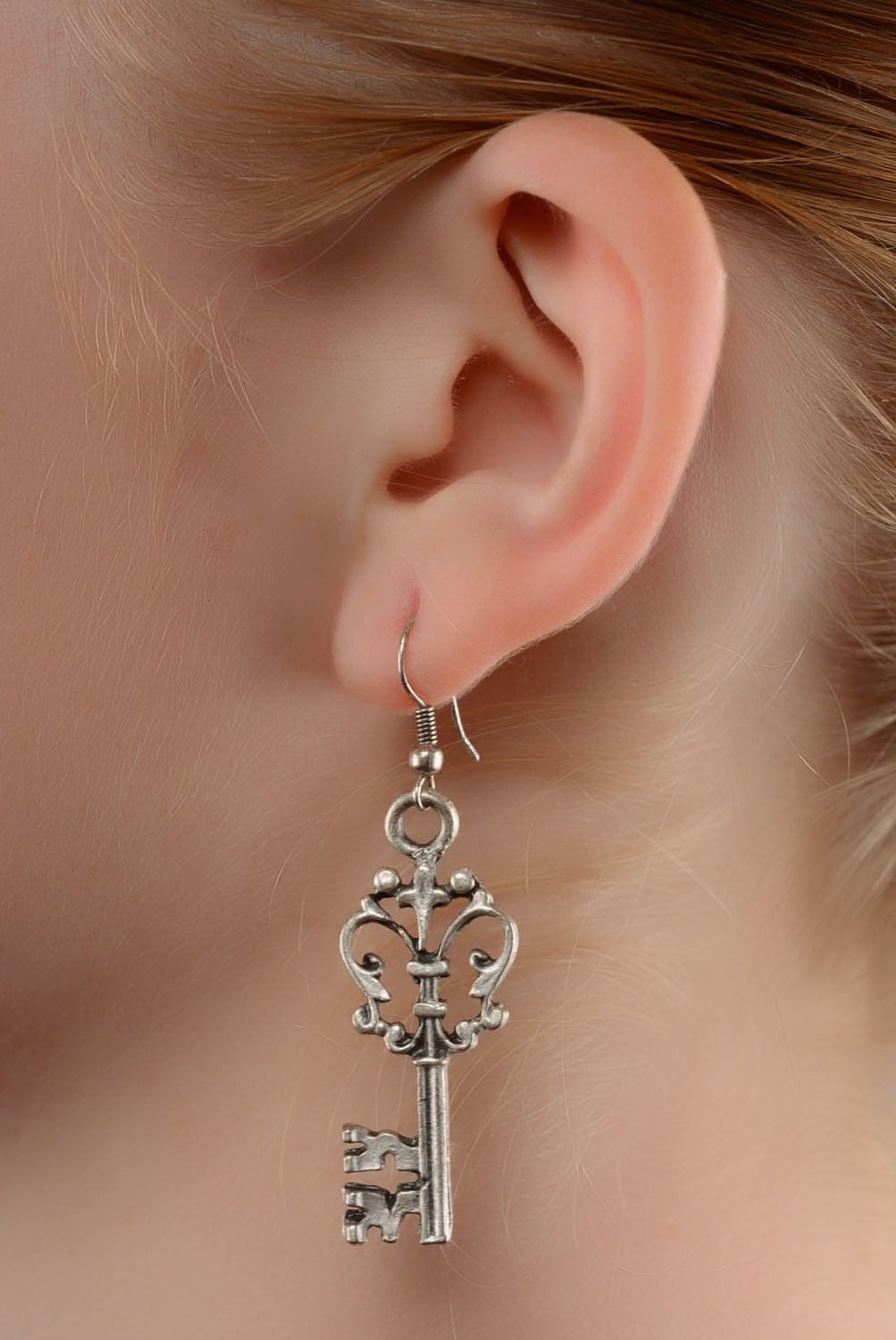 Silver earrings Keys photo 4