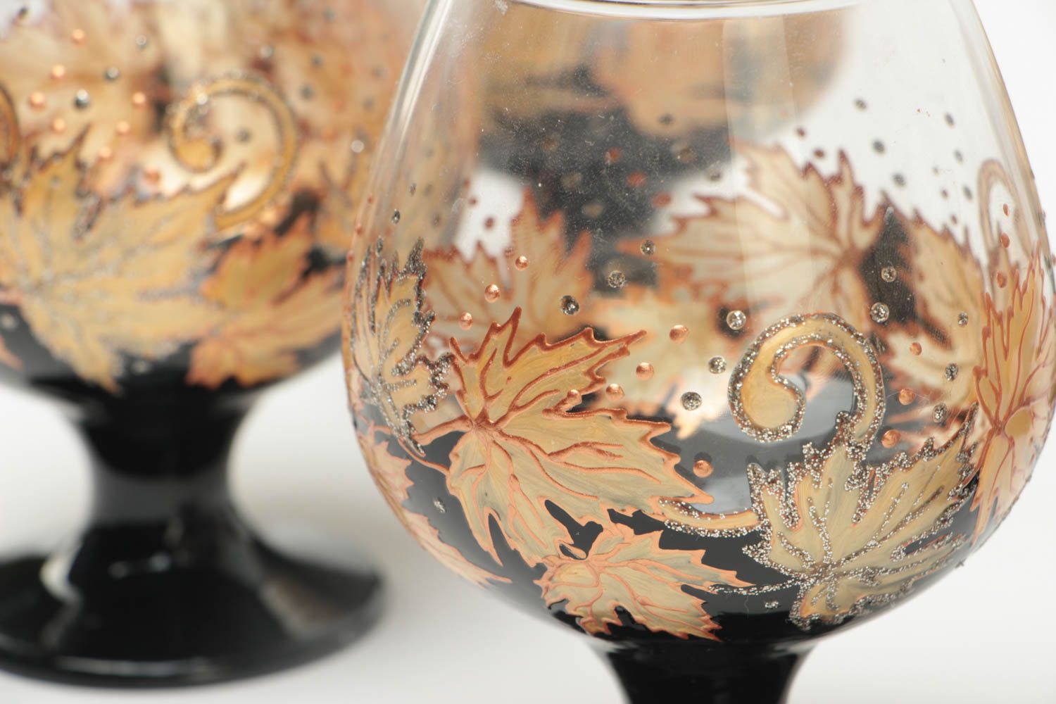 Lot de 6 verres à cognac en verre peints de couleurs faits main originaux 40 cl photo 5
