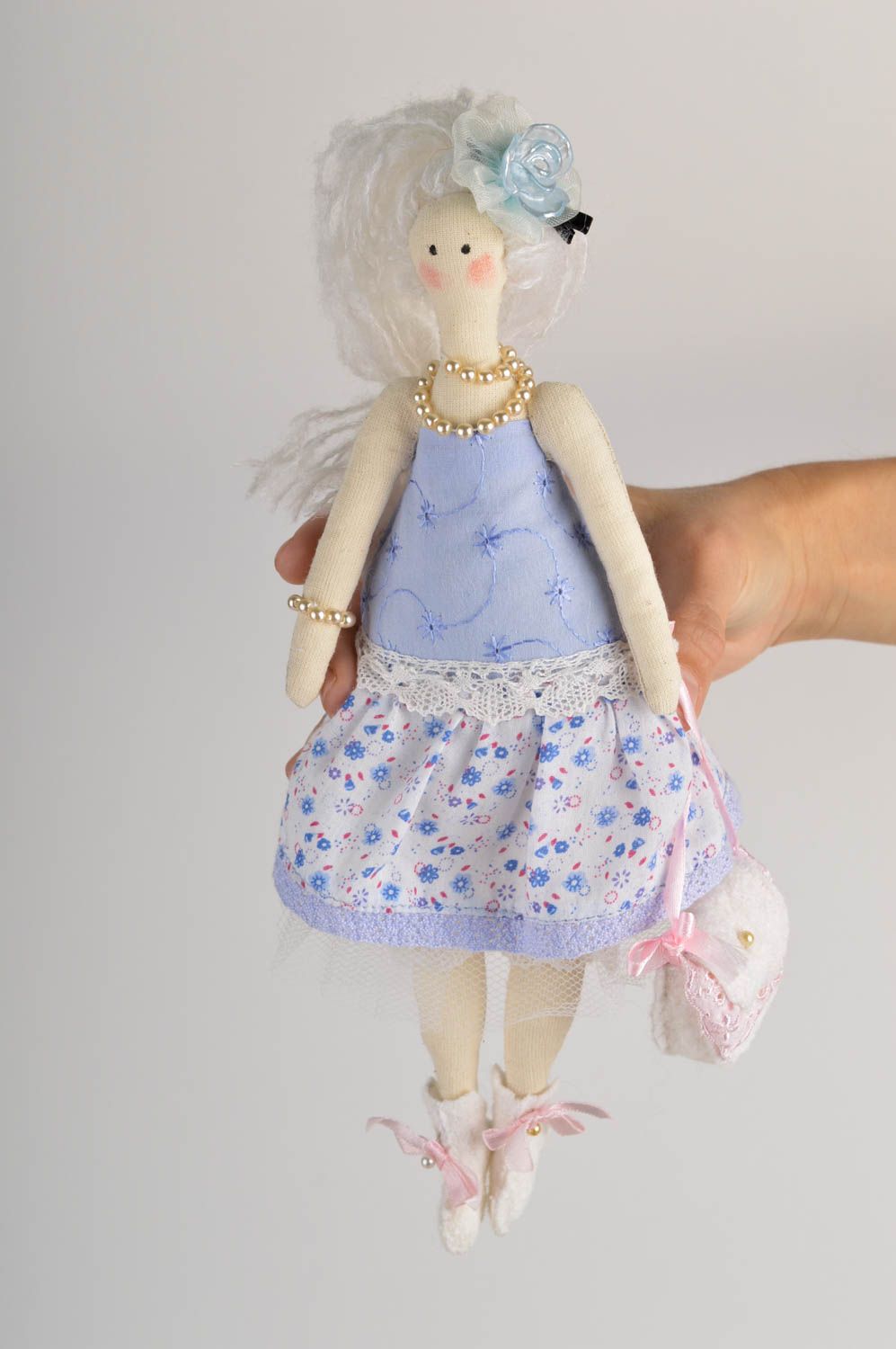 Handmade beautiful bright doll unusual stylish toy soft present for kids photo 5