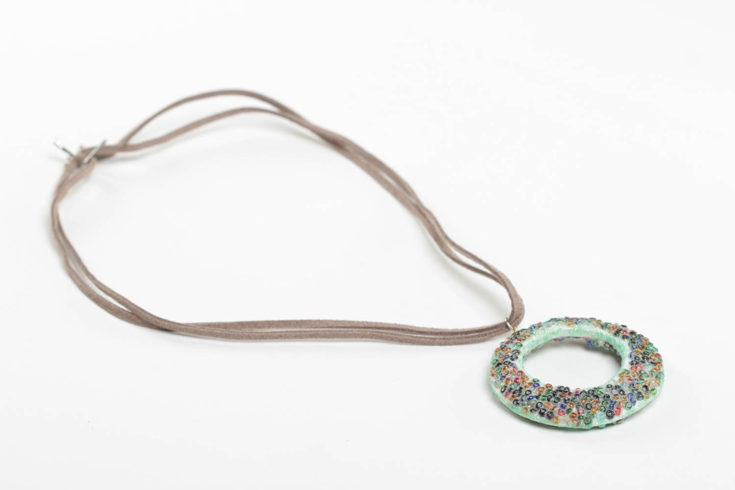Beautiful handmade round plastic pendant designer jewelry fashion accessories photo 2