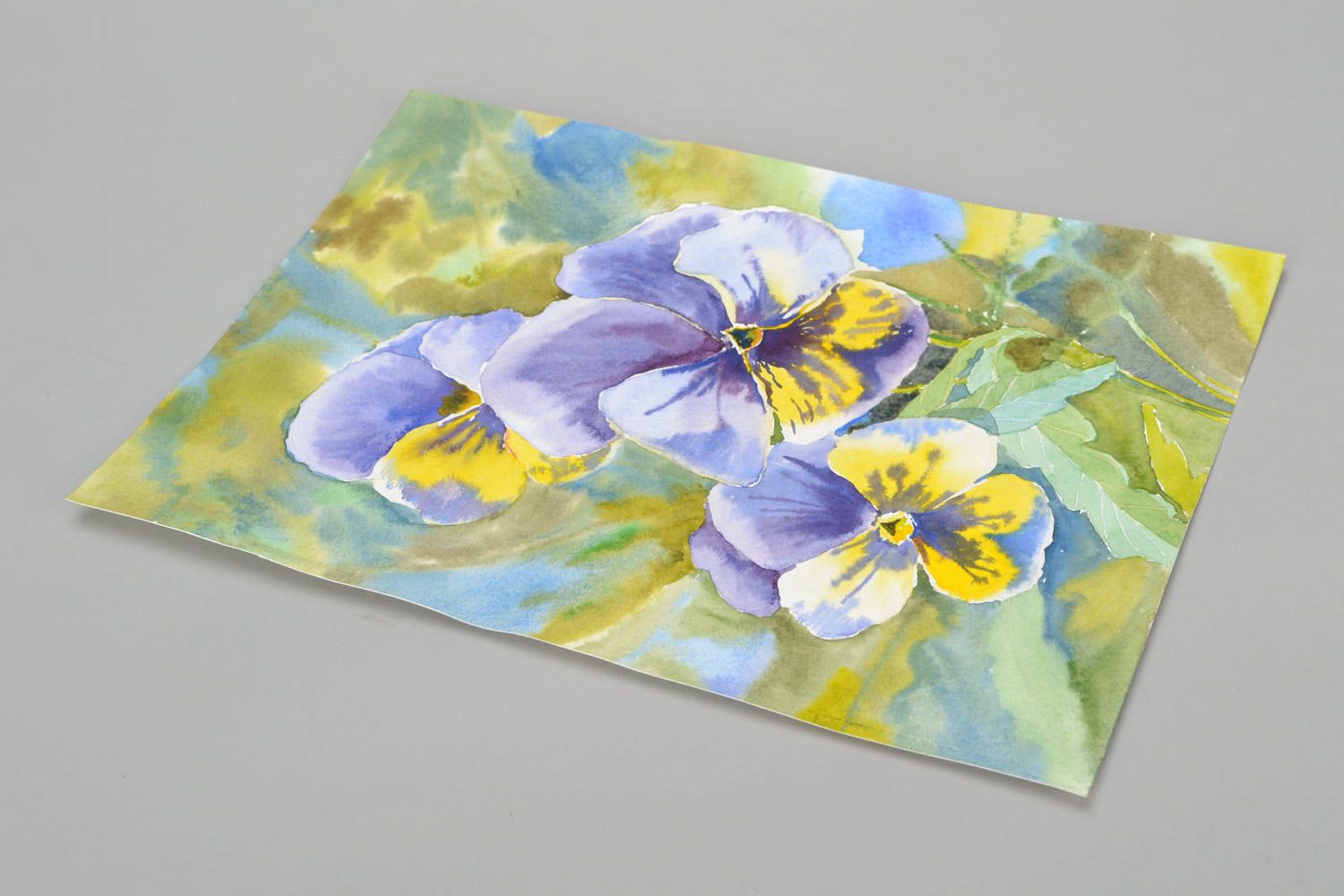 Aquarell Gemälde mit blauen Blumen foto 3