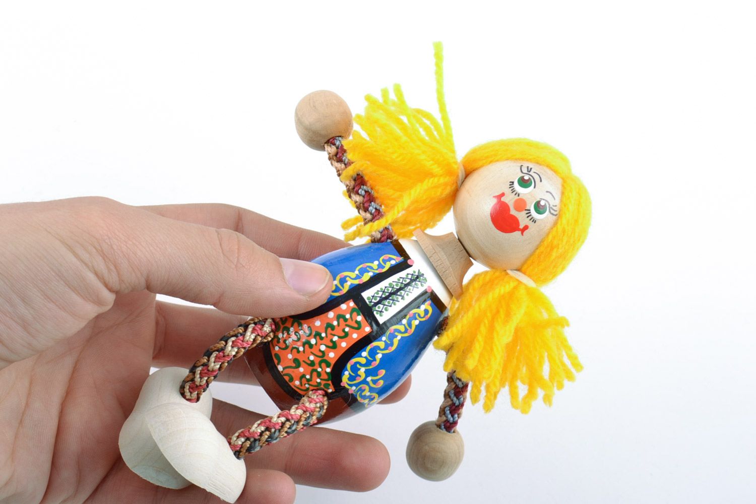 Öko Spielzeug Puppe aus Holz mit Bemalung schön Handarbeit Geschenk für Mädchen foto 2