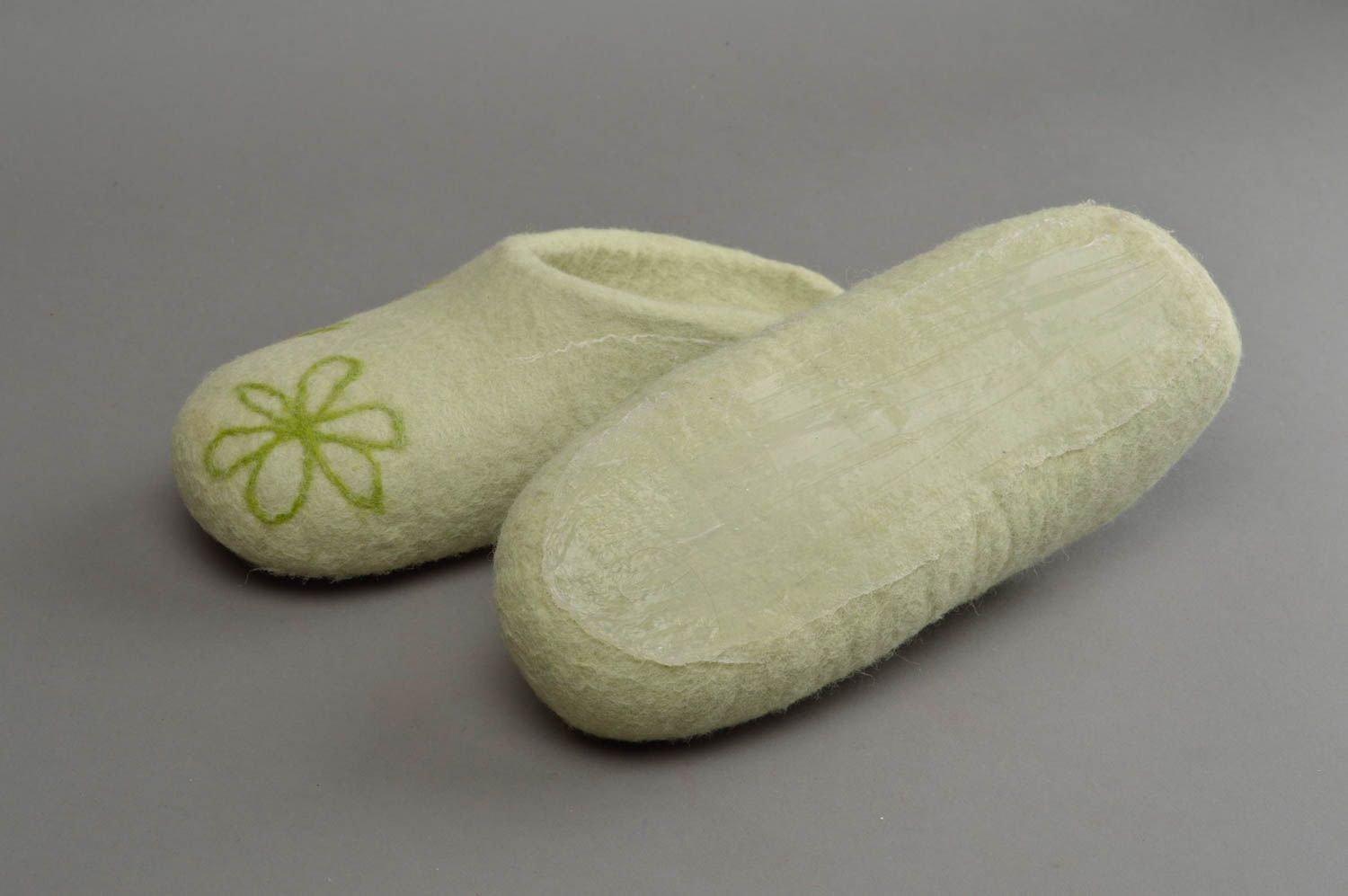 Handmade house shoes bedroom slipper green warm slippers gift idea for her photo 4