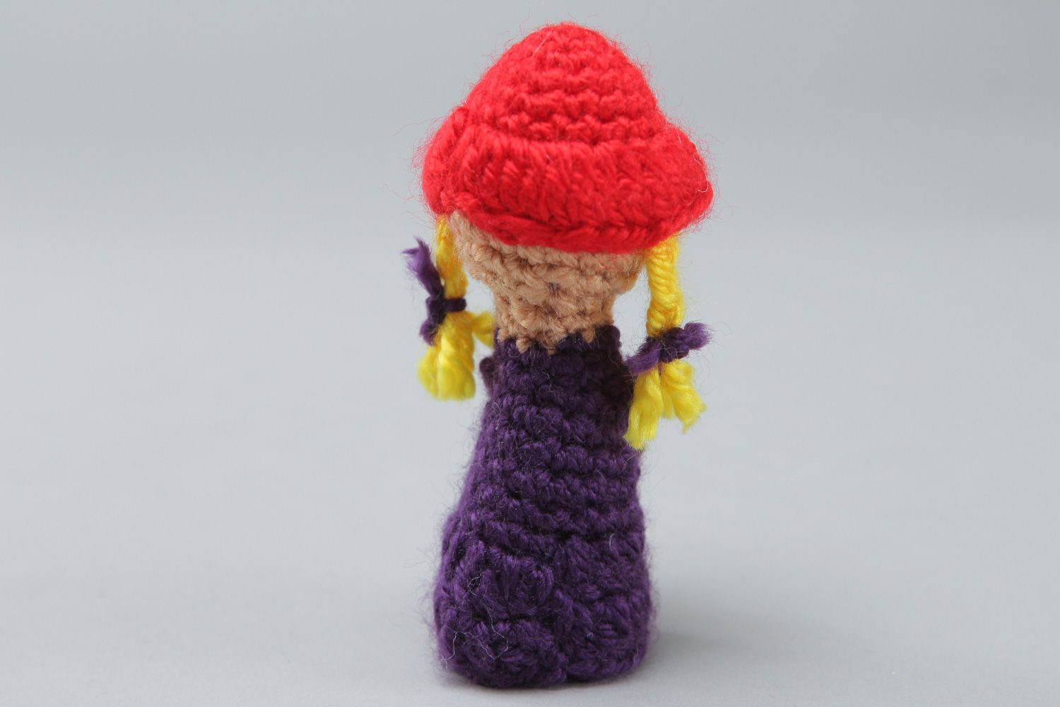 Handmade finger puppet Little Red Hood crocheted of acrylic threads for children photo 2