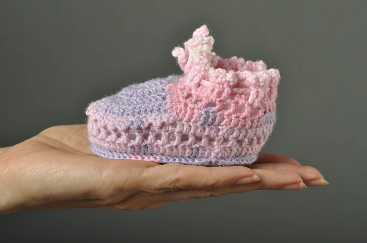 Пинетки крючком ручной работы розовые пинетки для новорожденных вязаные пинетки фото 5