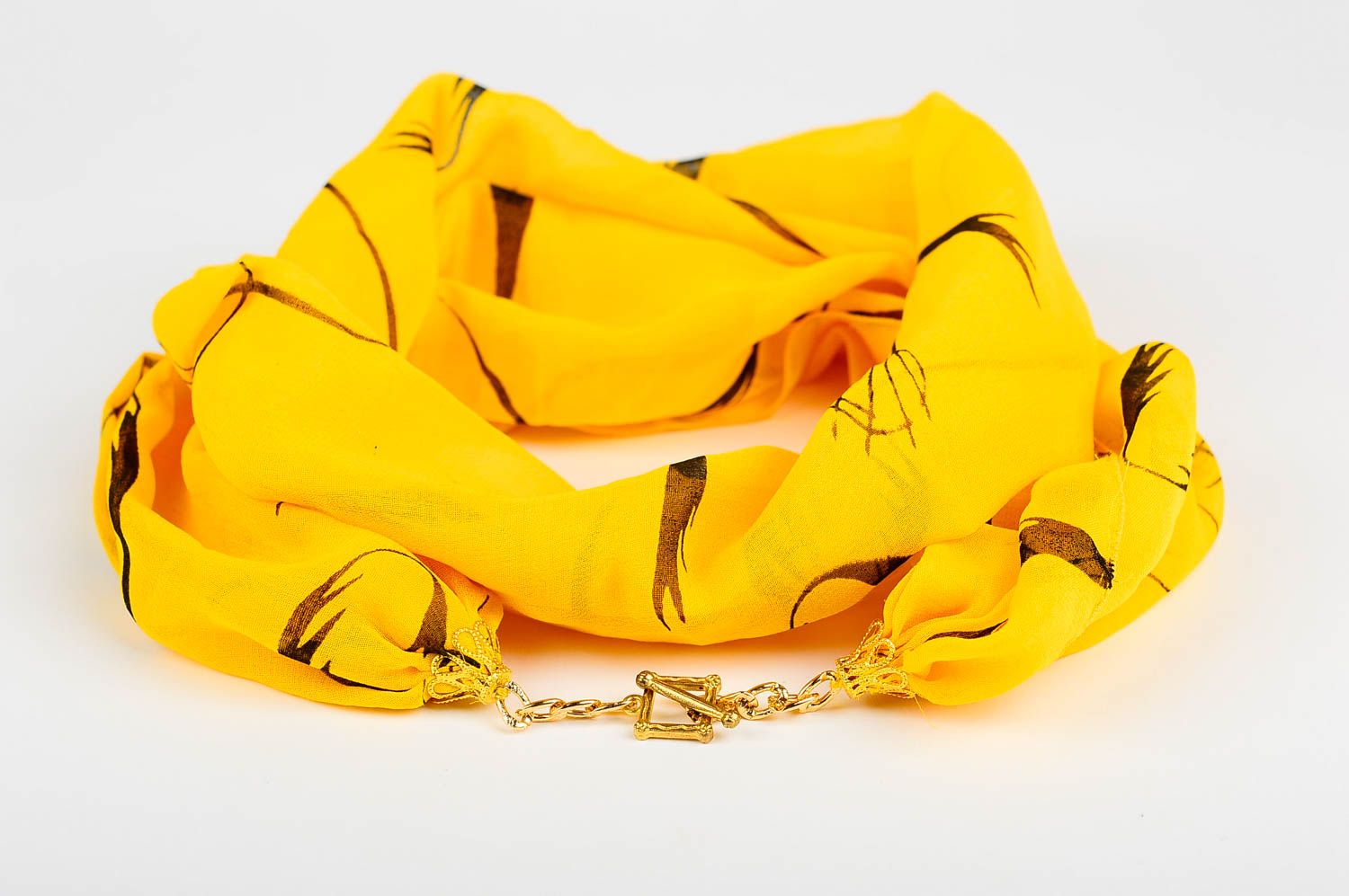 Écharpe femme Foulard jaune fait main en mousseline de soie Cadeau pour femme photo 1