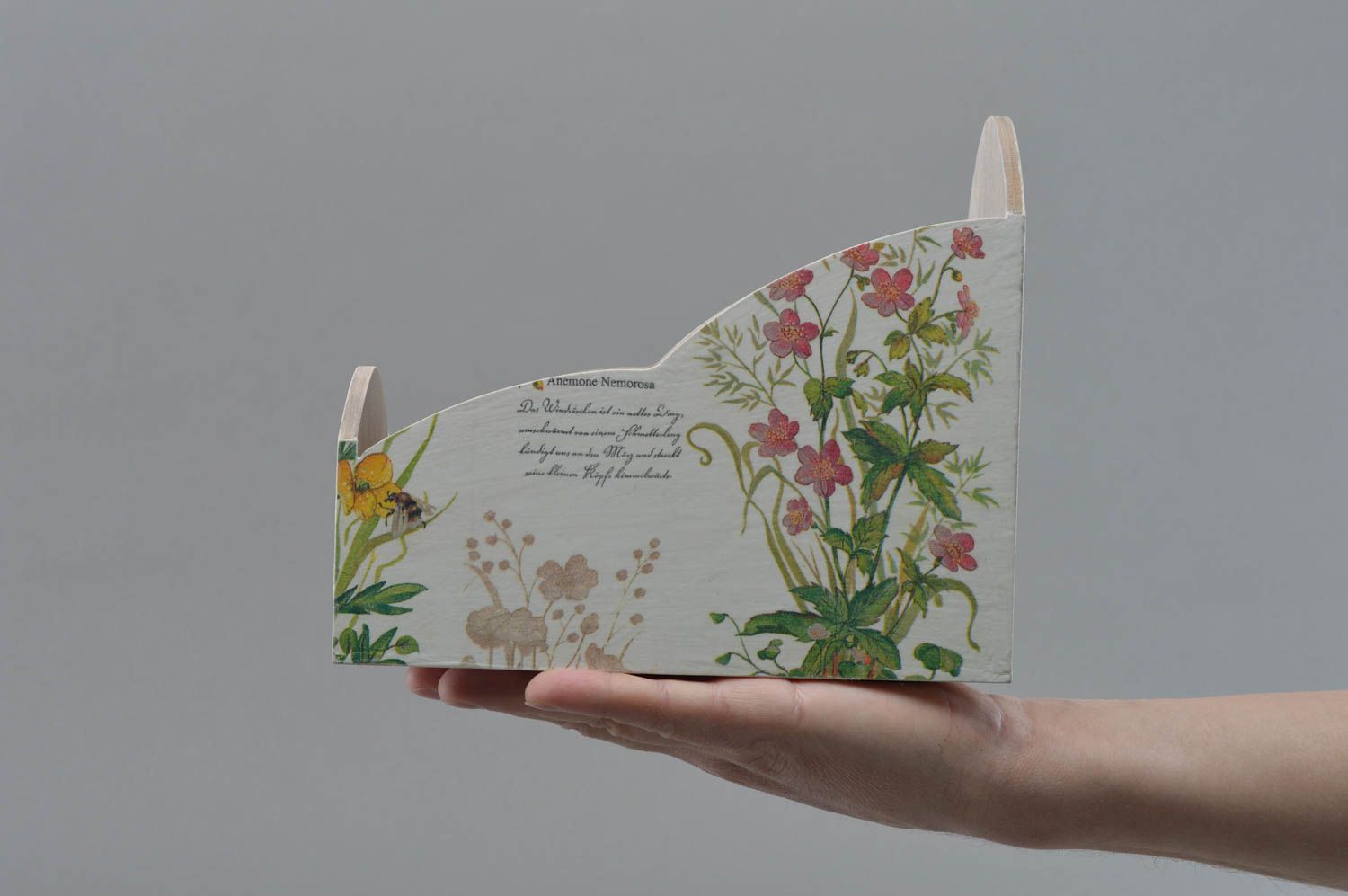Boîte à épices en bois faite main serviettage originale Fleurs printanières photo 4