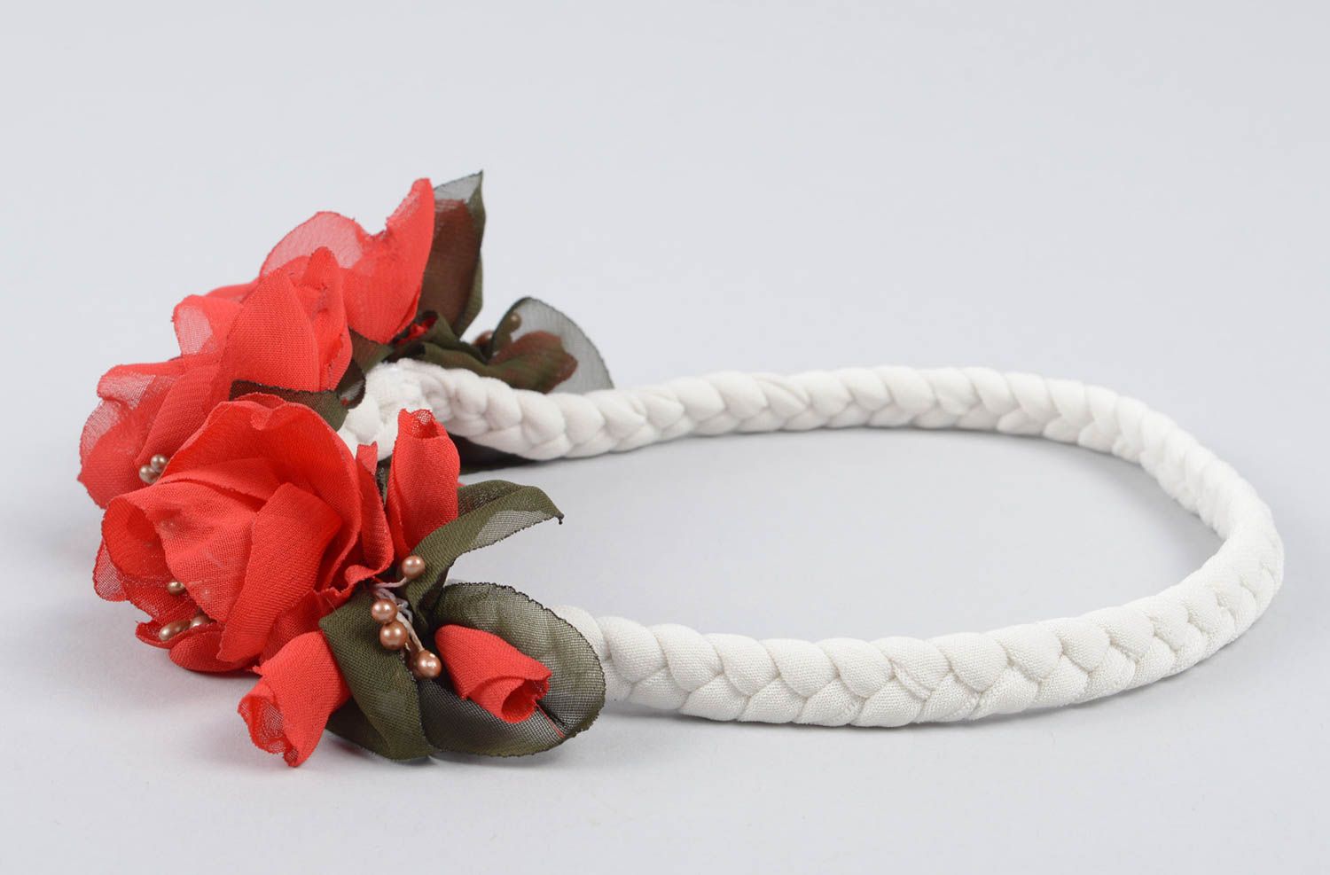 Rotes grelles Blumen Haarband handmade Designer Schmuck Accessoire für Haare foto 3