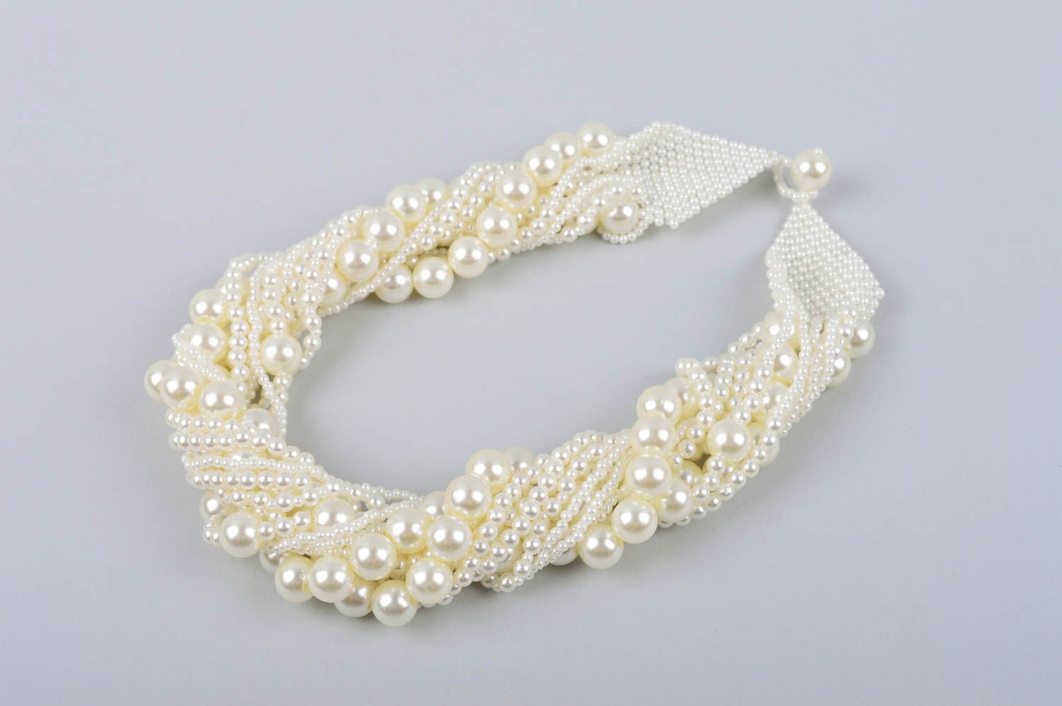 Collier blanc Bijou fait main perles d'imitation multirang Accessoire femme photo 5