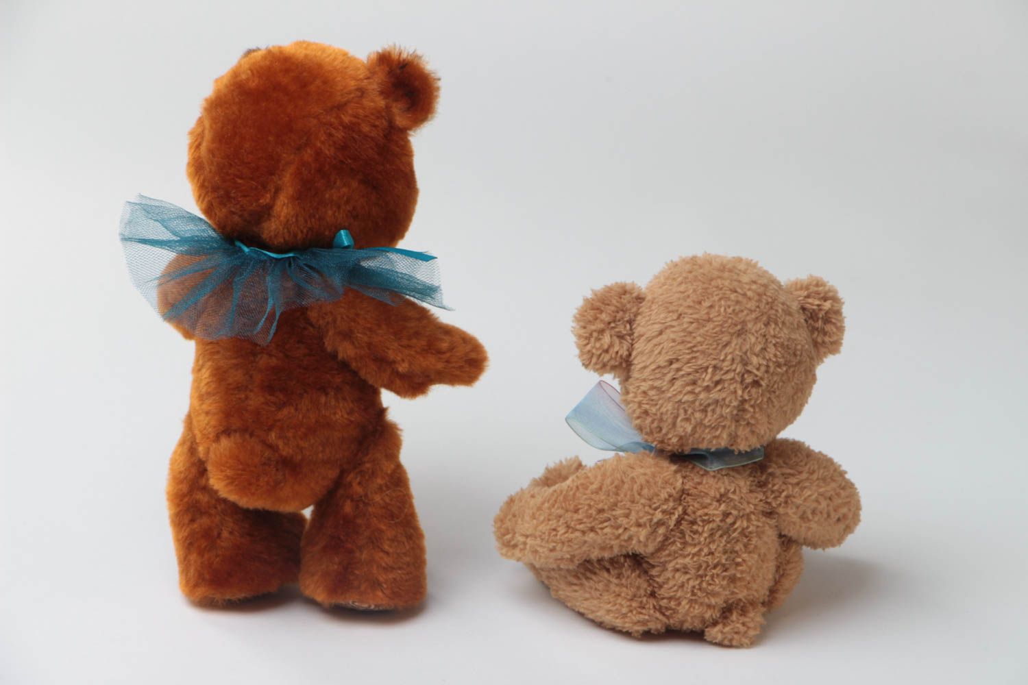 Мягкие игрушки медведи из ткани ручной работы набор 2 штуки детские красивые фото 4