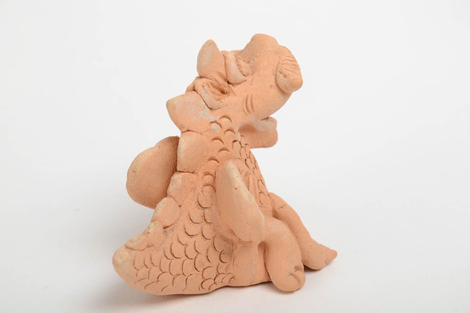 Small handmade designer clay statuette of dragon for interior decor photo 3