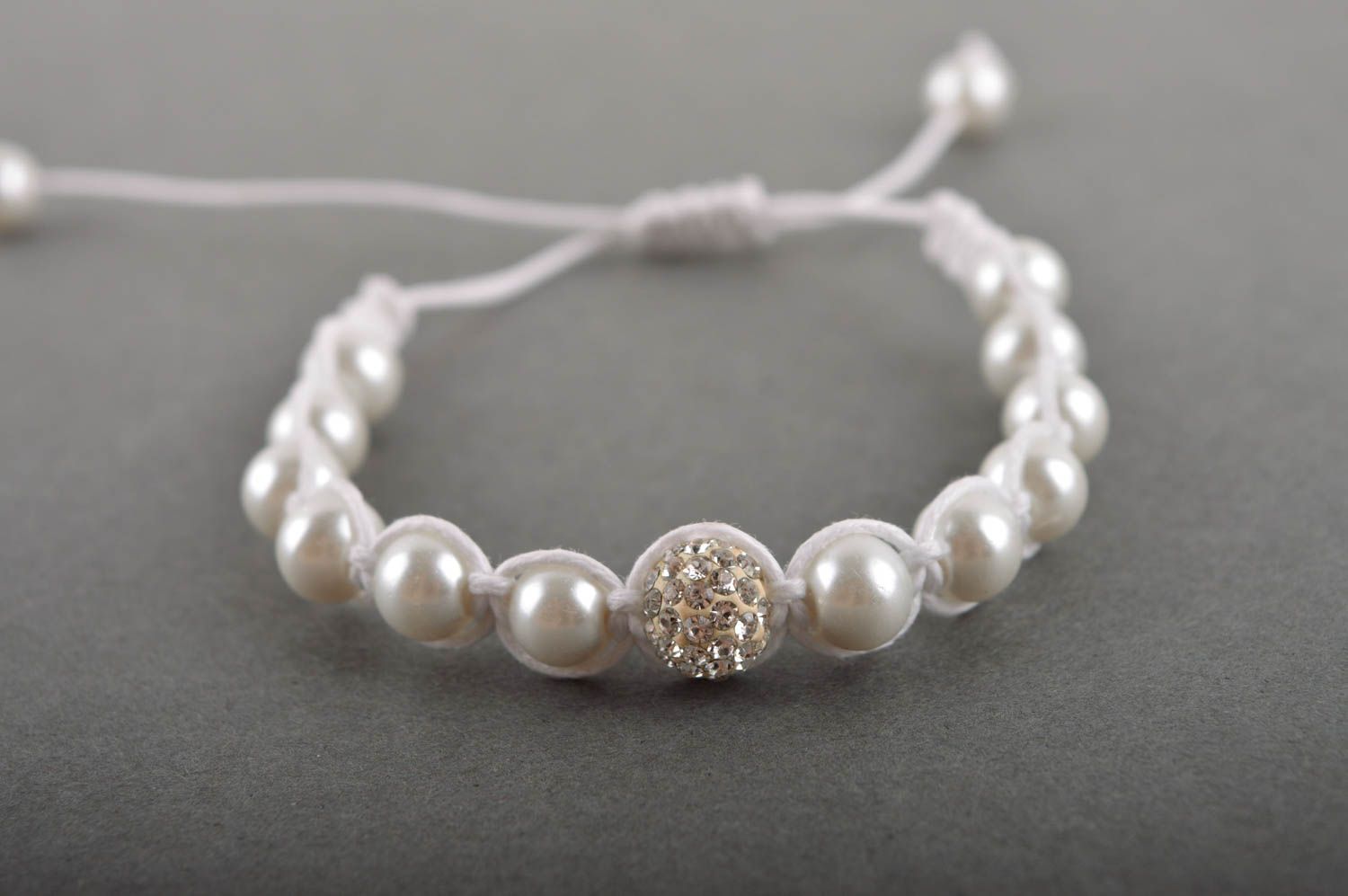 Bigiotteria fatta a mano braccialetto bianco gioielli di perle artificiali  foto 1
