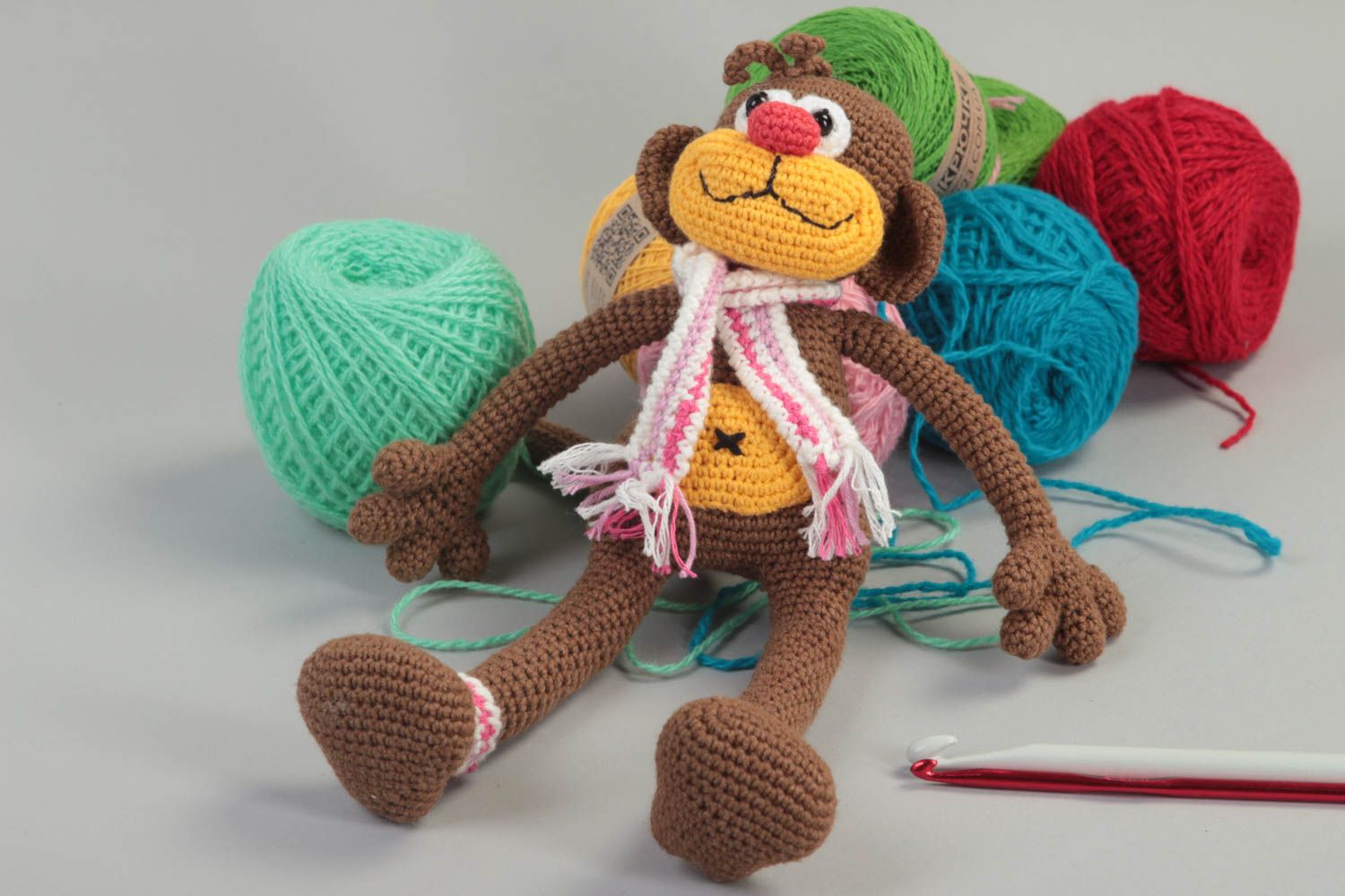 Cute handmade childrens toys crochet soft toy stuffed monkey toy gifts for kids photo 1