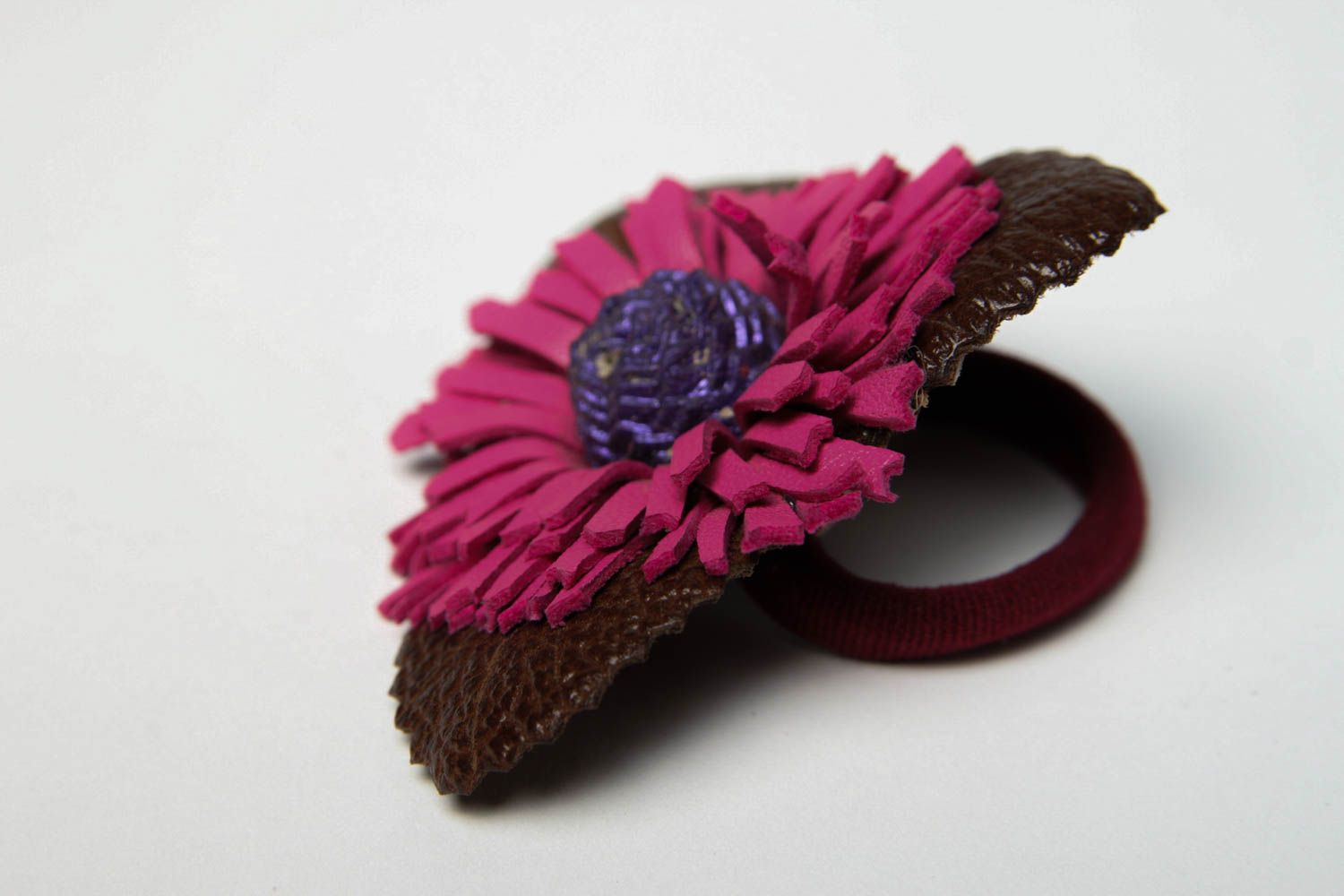 Handmade jewelry leather hair accessories flower hair tie designer accessories photo 4
