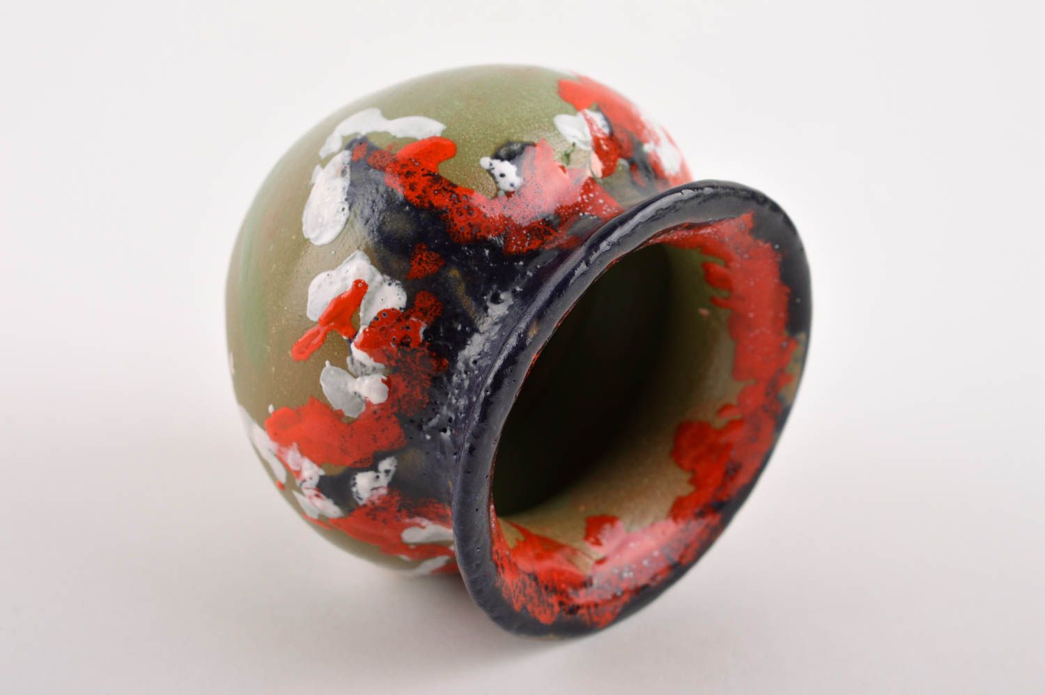 Petit Vase en argile fait main peint de glaçure colorée Décoration maison photo 3