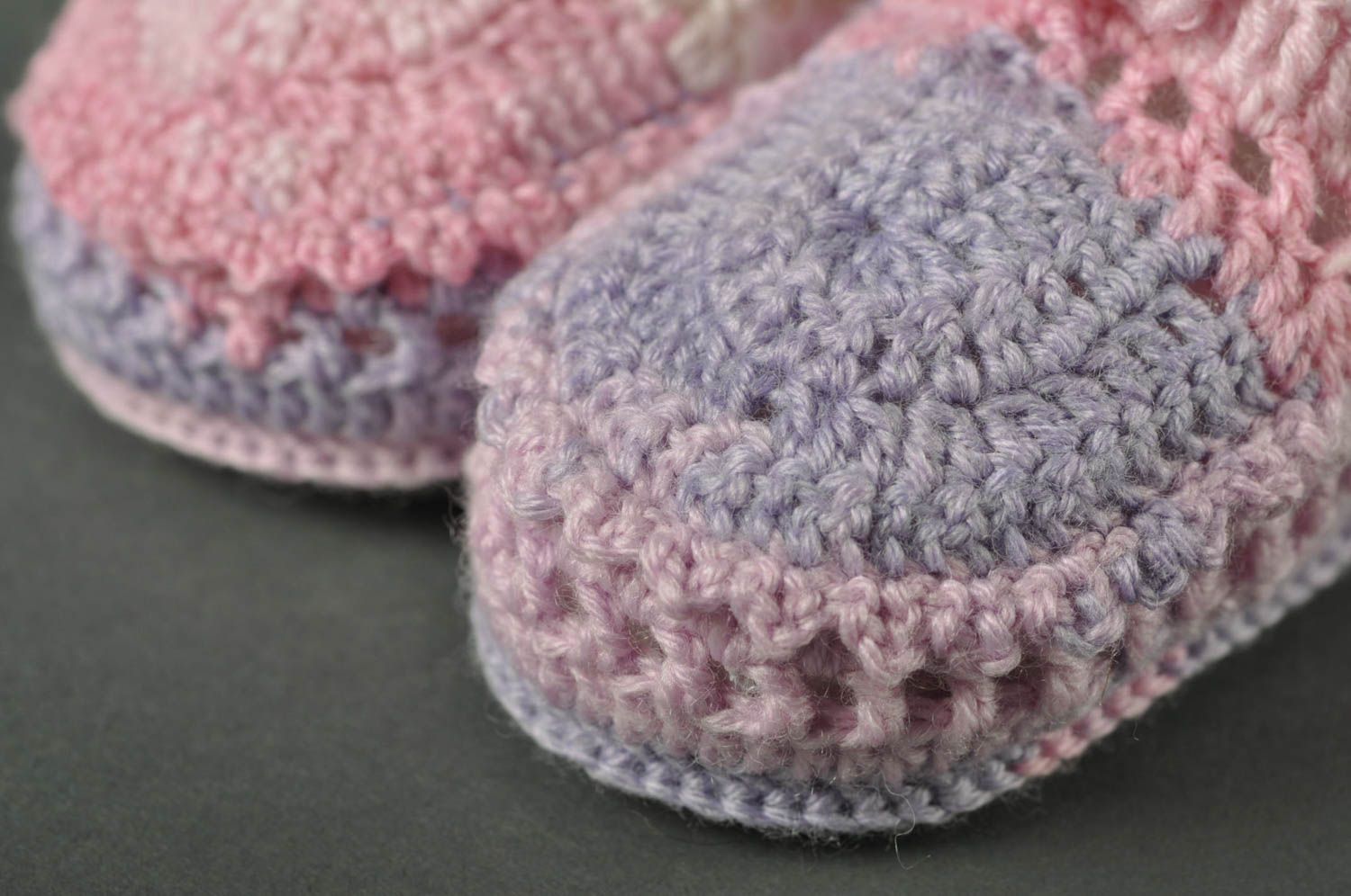 Handmade crocheted baby booties pink baby booties hand-crocheted baby socks  photo 2