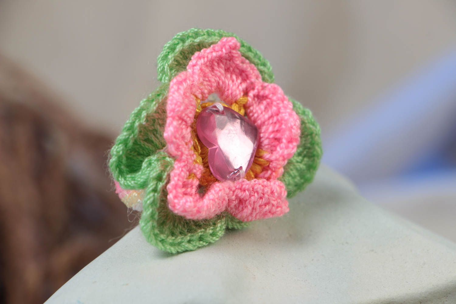 Handmade Schmuck in Rosa Blumen Haargummi Mädchen Haarschmuck originell schön foto 1