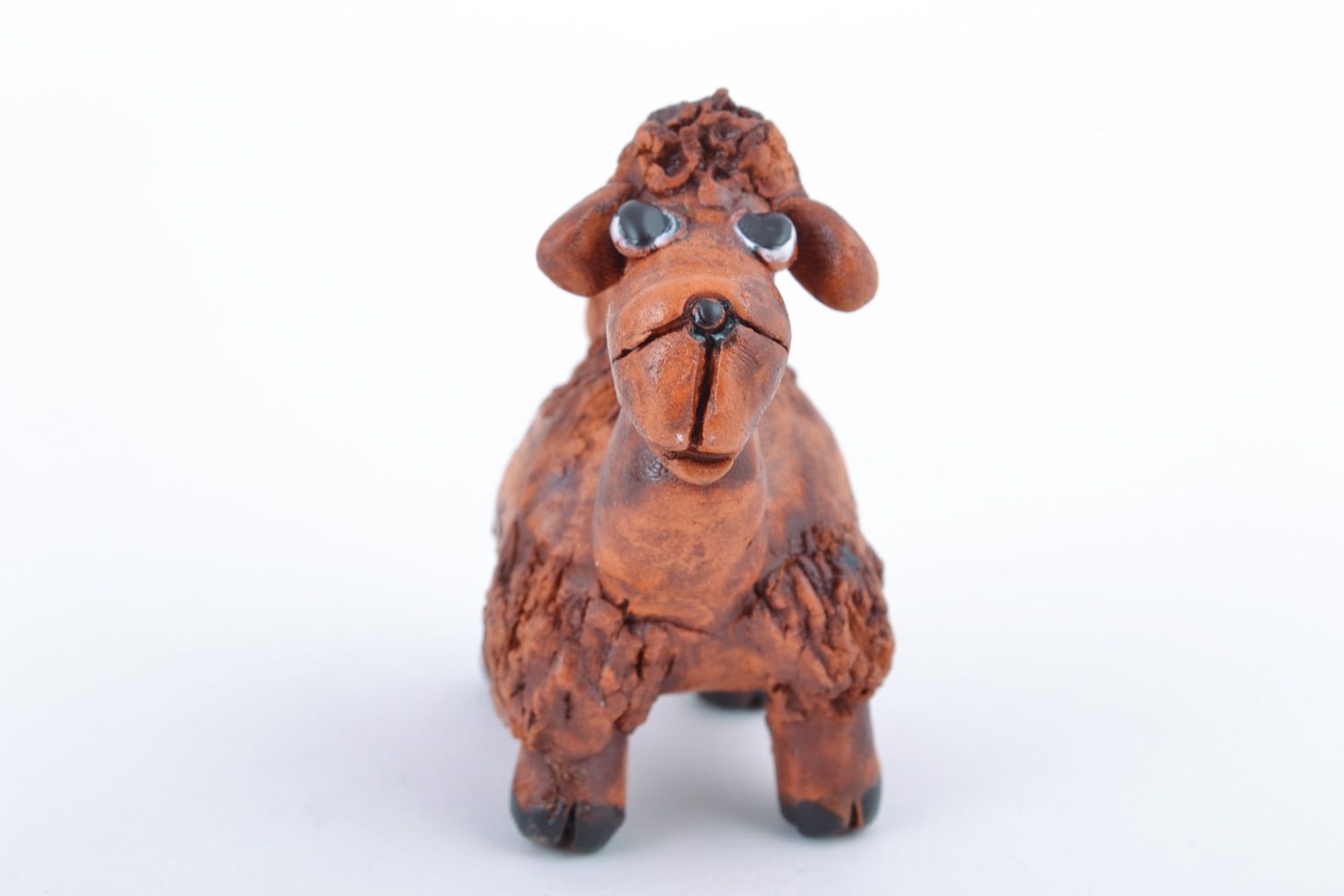 Handmade miniature funny painted ceramic figurine of camel for interior decor photo 3