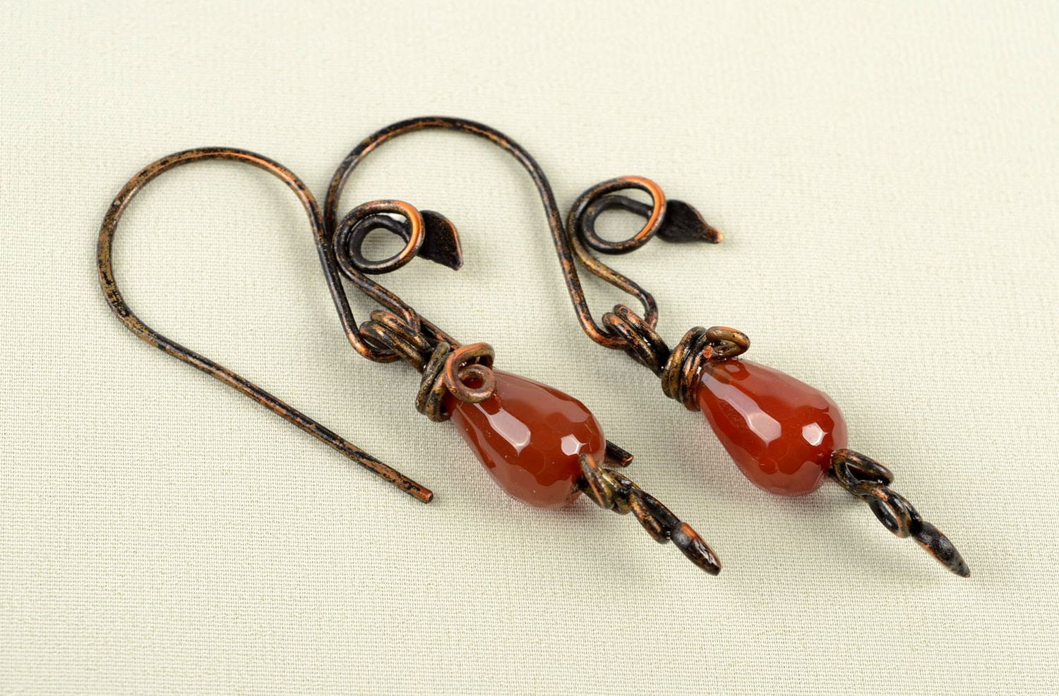 Handmade earrings copper earrings designer jewelry unusual accessory gift ideas photo 5