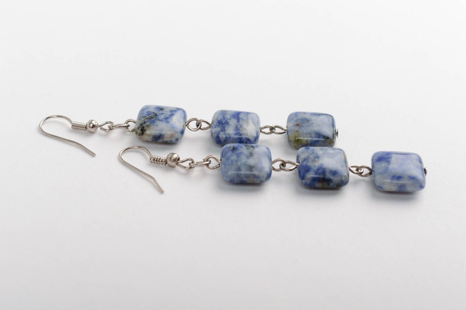 Earrings made of natural howlite stone beautiful accessory for every day photo 4