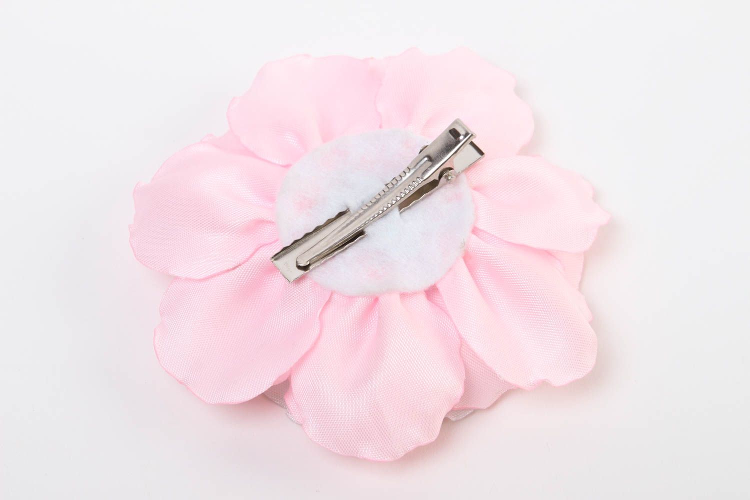 Pince cheveux faite main Barrette cheveux fleur rose-blanc Accessoire femme photo 4