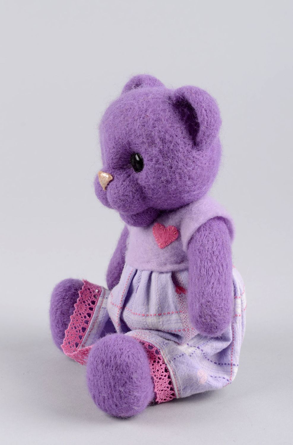 Peluche décorative Jouet en laine fait main Ourse violette Cadeau enfant photo 2