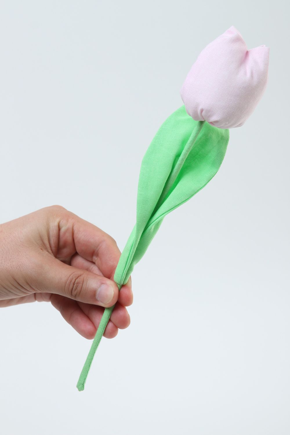 Flor de tela hecha a mano tulipán artificial rosado claro elemento decorativo foto 6