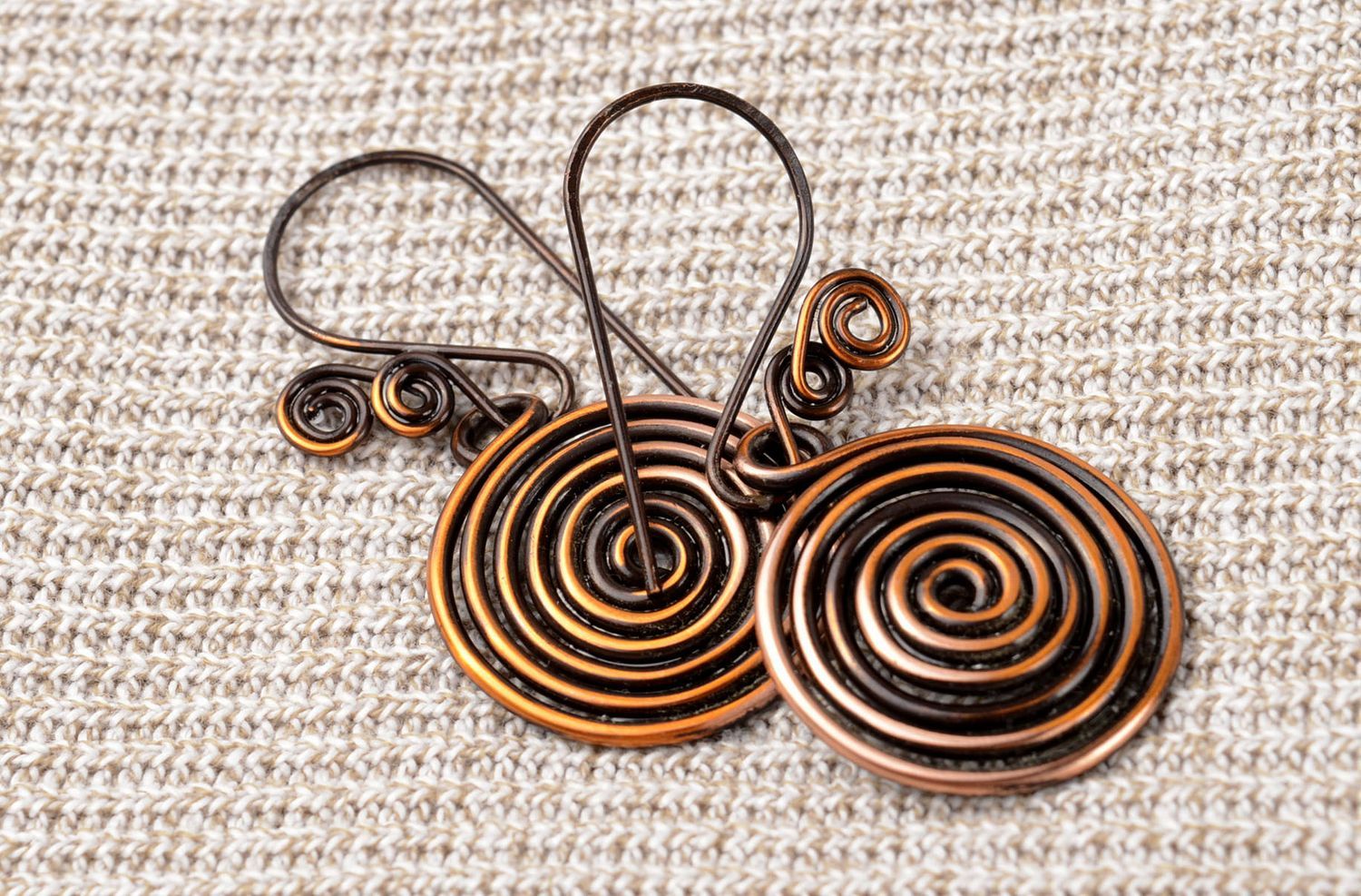 Handmade modische Kupfer Ohrringe Designer Schmuck Accessoire für Frauen Spirale foto 4