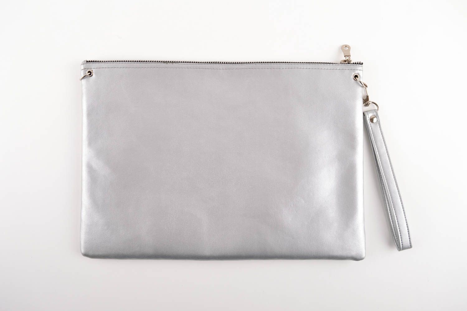Bolso de mano plateado clutch cartera hecho a mano accesorio de moda elegante foto 3