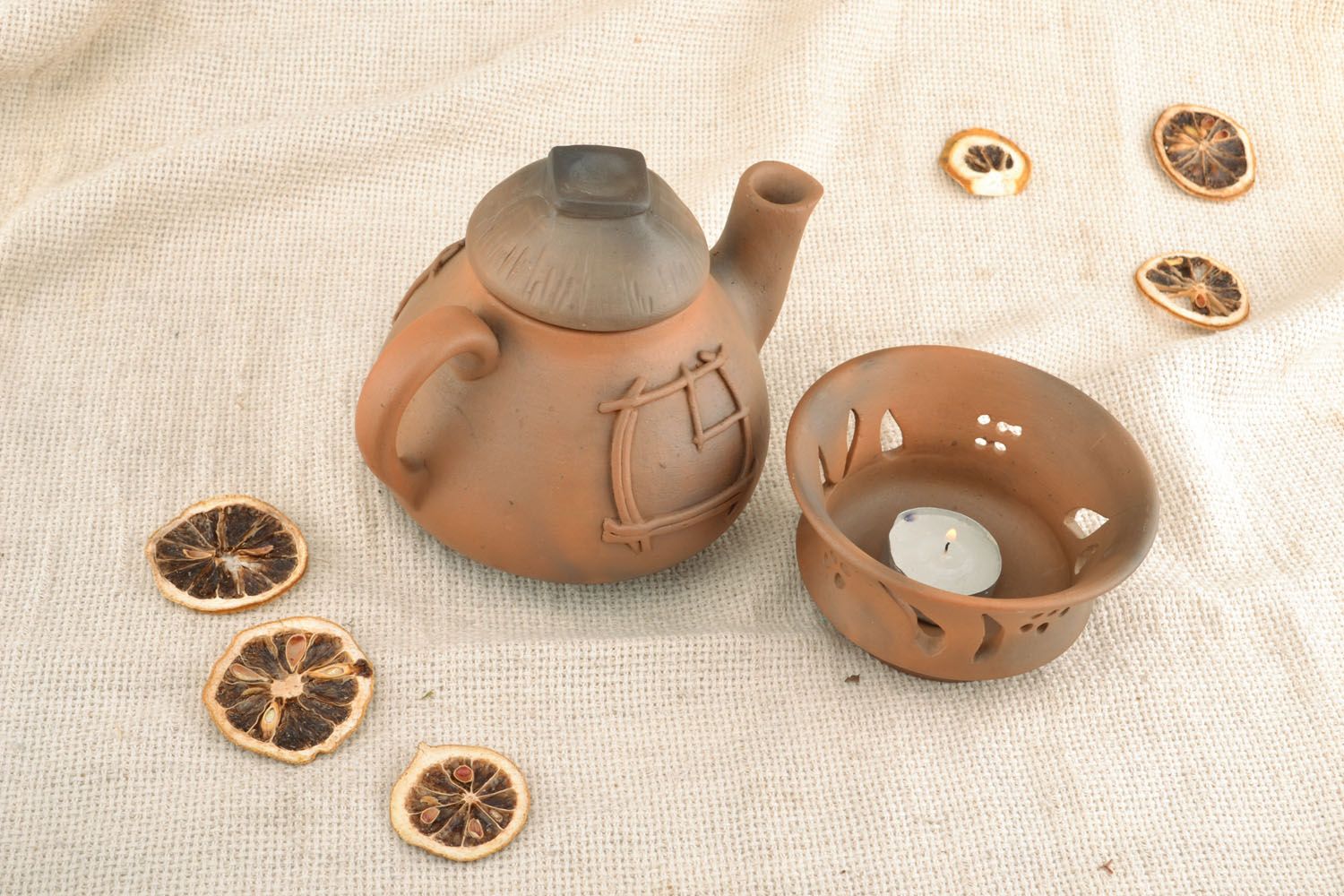 Tetera de cerámica con calentador foto 5