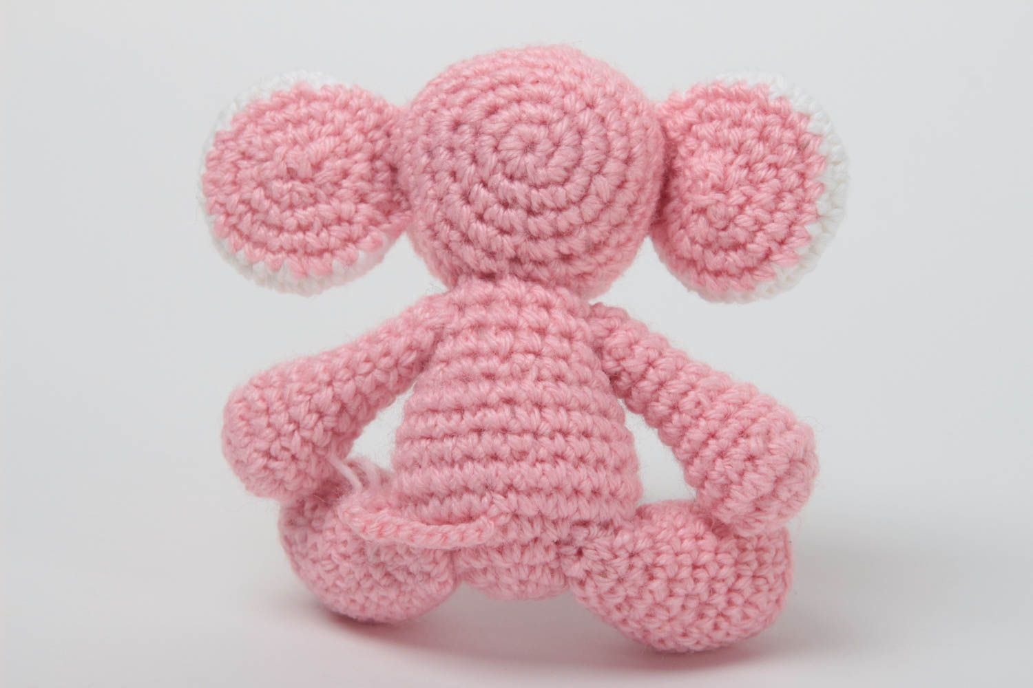 Вязаная игрушка слоник игрушка ручной работы мягкая игрушка слоненок розовая фото 4