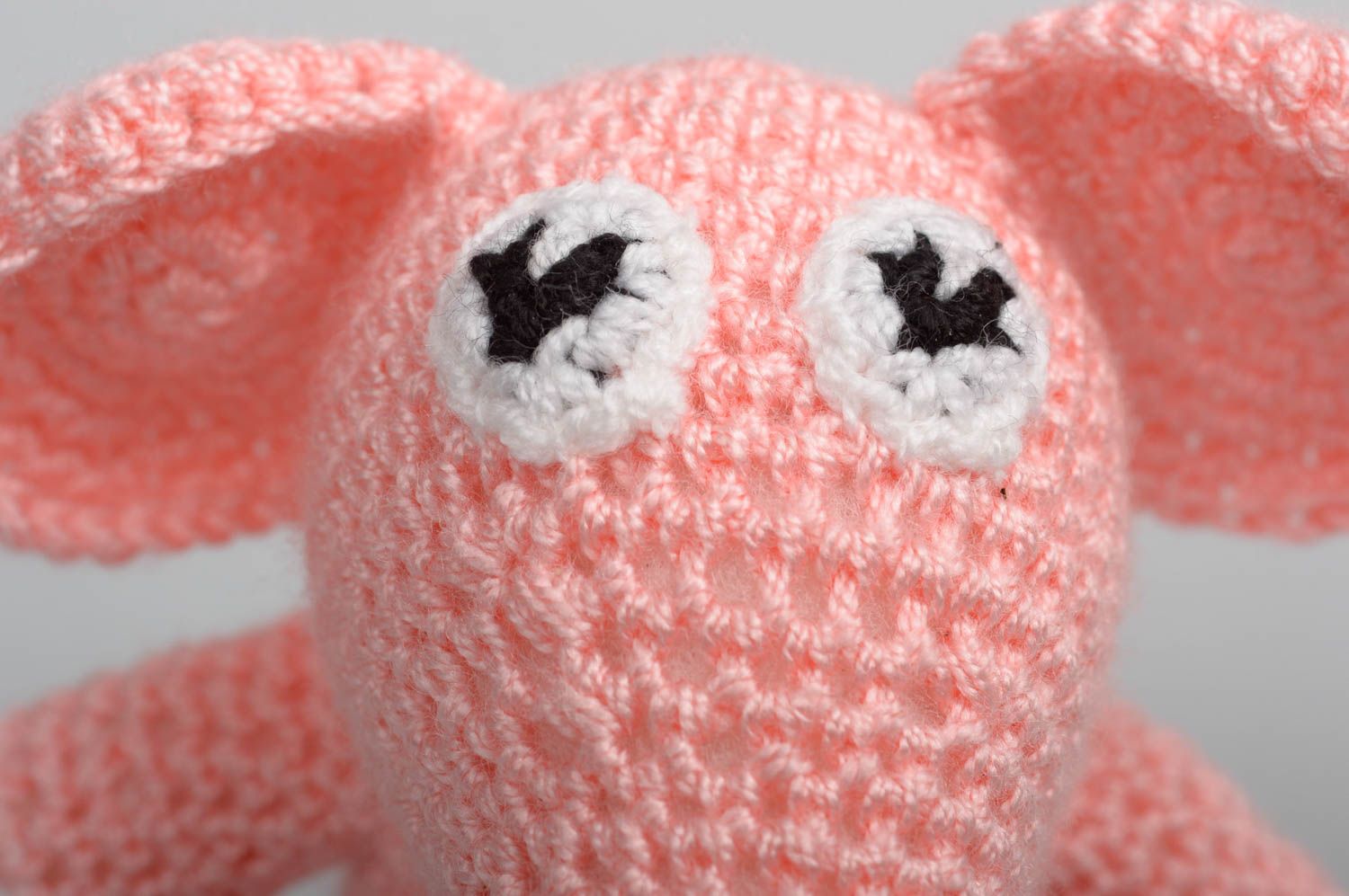 Jouet éléphant rose Peluche faite main tricotée au crochet Cadeau enfant photo 3
