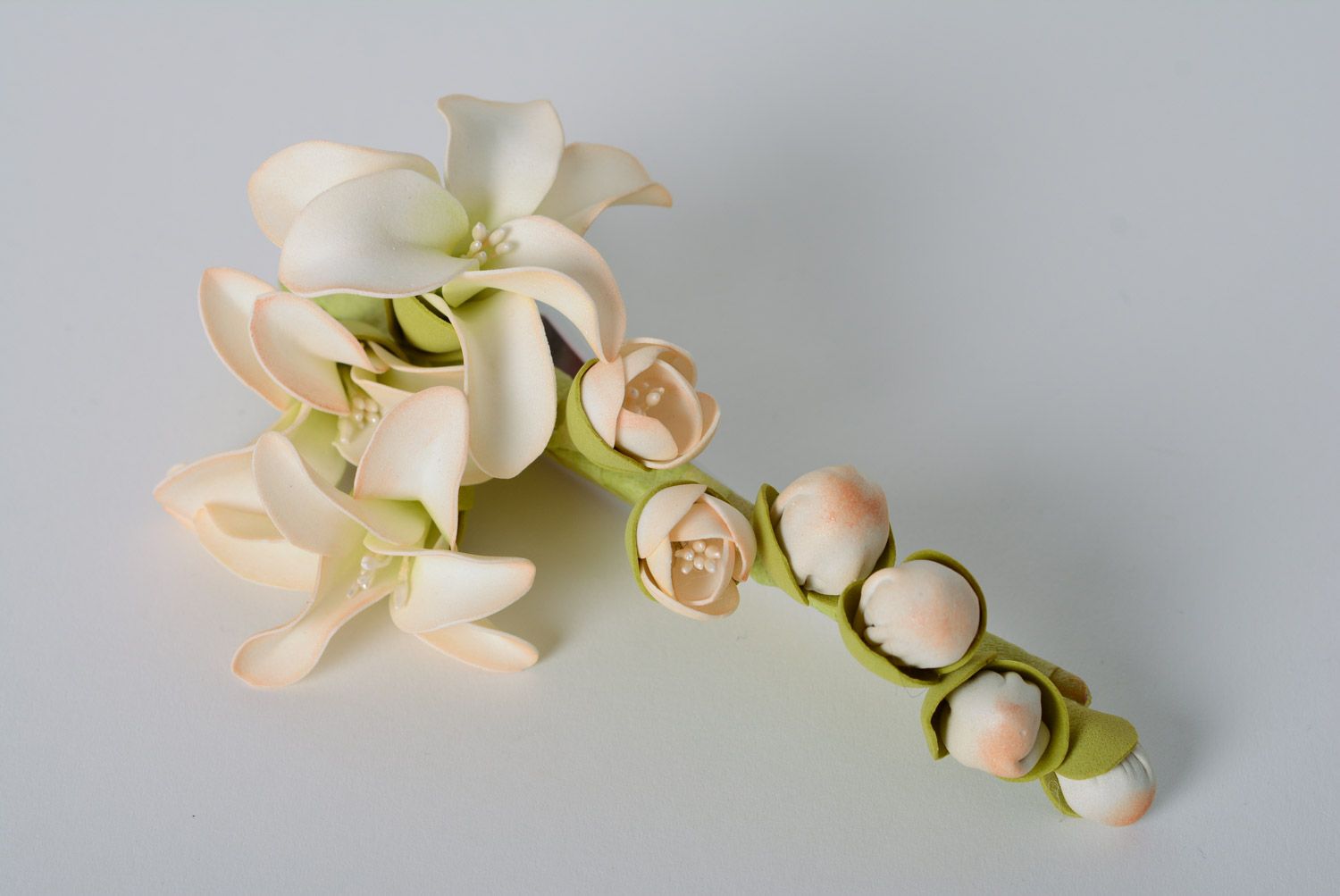 Handmade beautiful designer hairpin with large flowers made of foamiran hair accessories photo 1