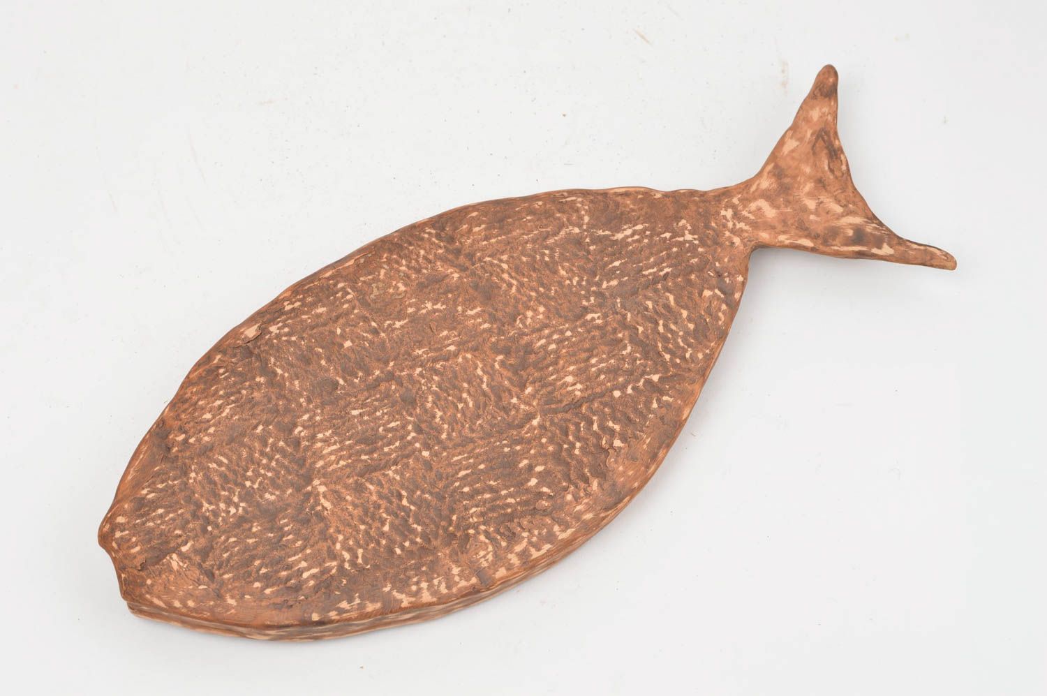 Flacher Ton Teller für Fisch handmade originelles umweltfreundliches Geschirr foto 4