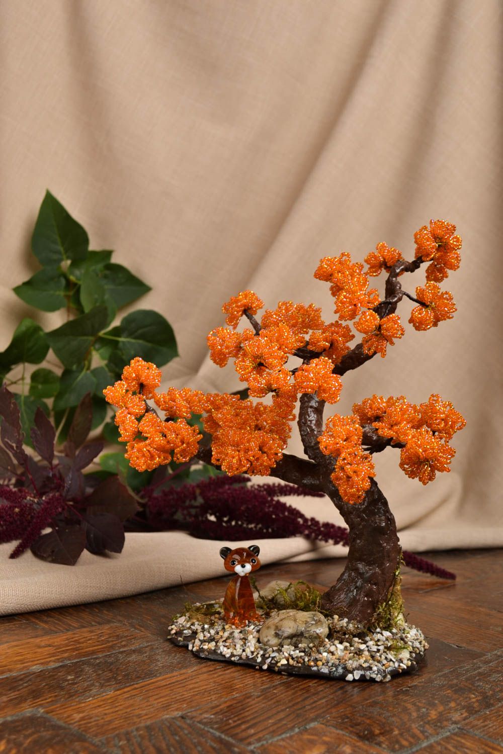 Handmade bonsai tree beaded topiary homemade home decor housewarming gifts  photo 1