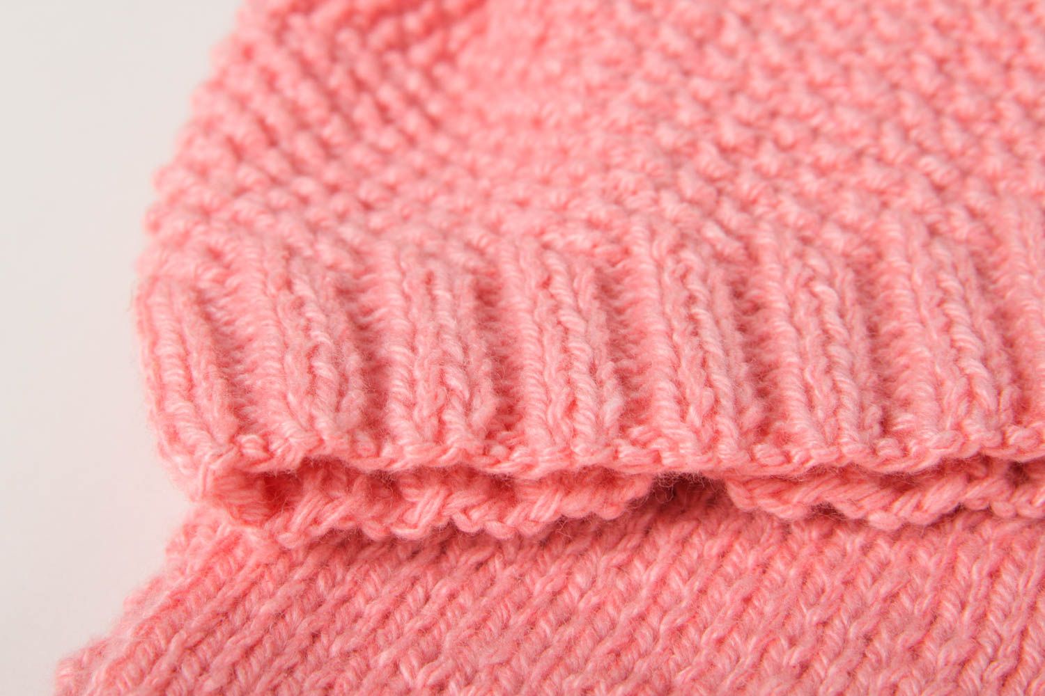 Knitted winter set handmade hat pink vest designer clothes for girl kids present photo 4