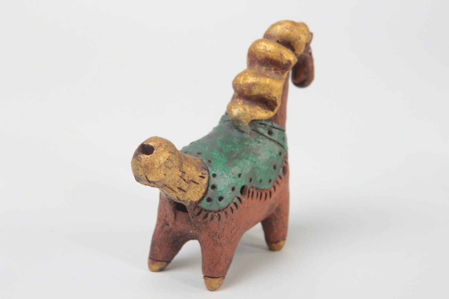 Handmade whistle made of clay stylish eco toy unusual music toy horse photo 4
