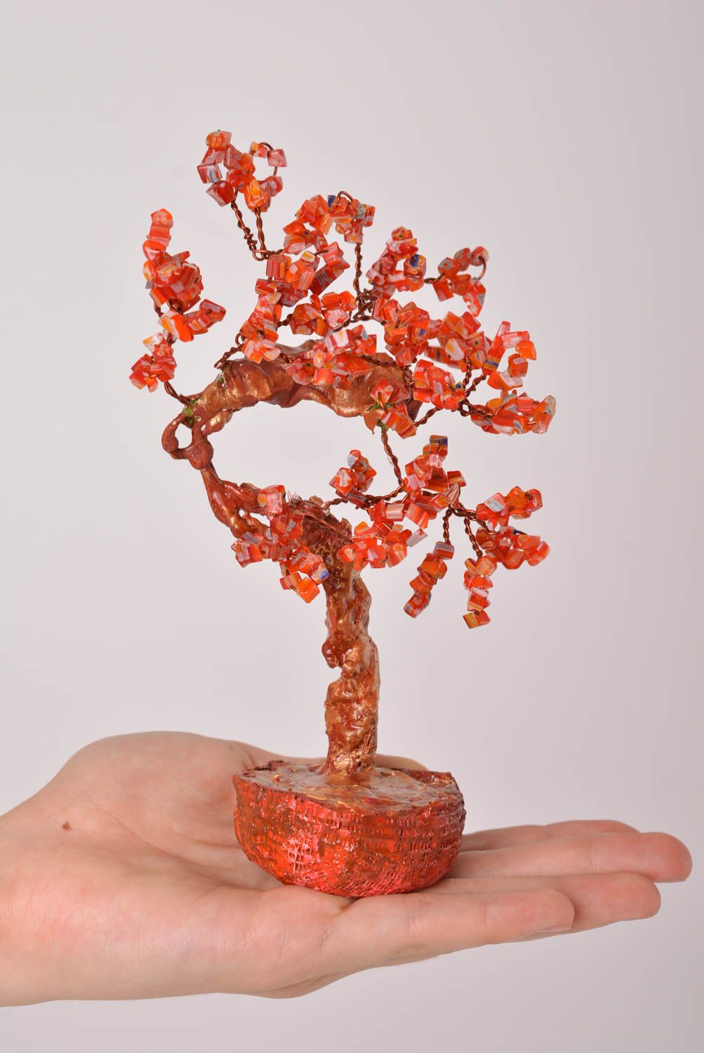 Árbol de piedras naturales hecho a mano decoración de escritorio regalo creativo foto 3