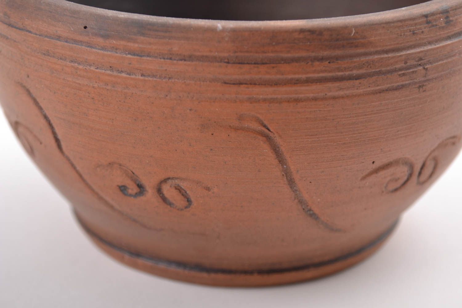 Beautiful designer handmade brown clay bowl kilned with milk 450 ml photo 4