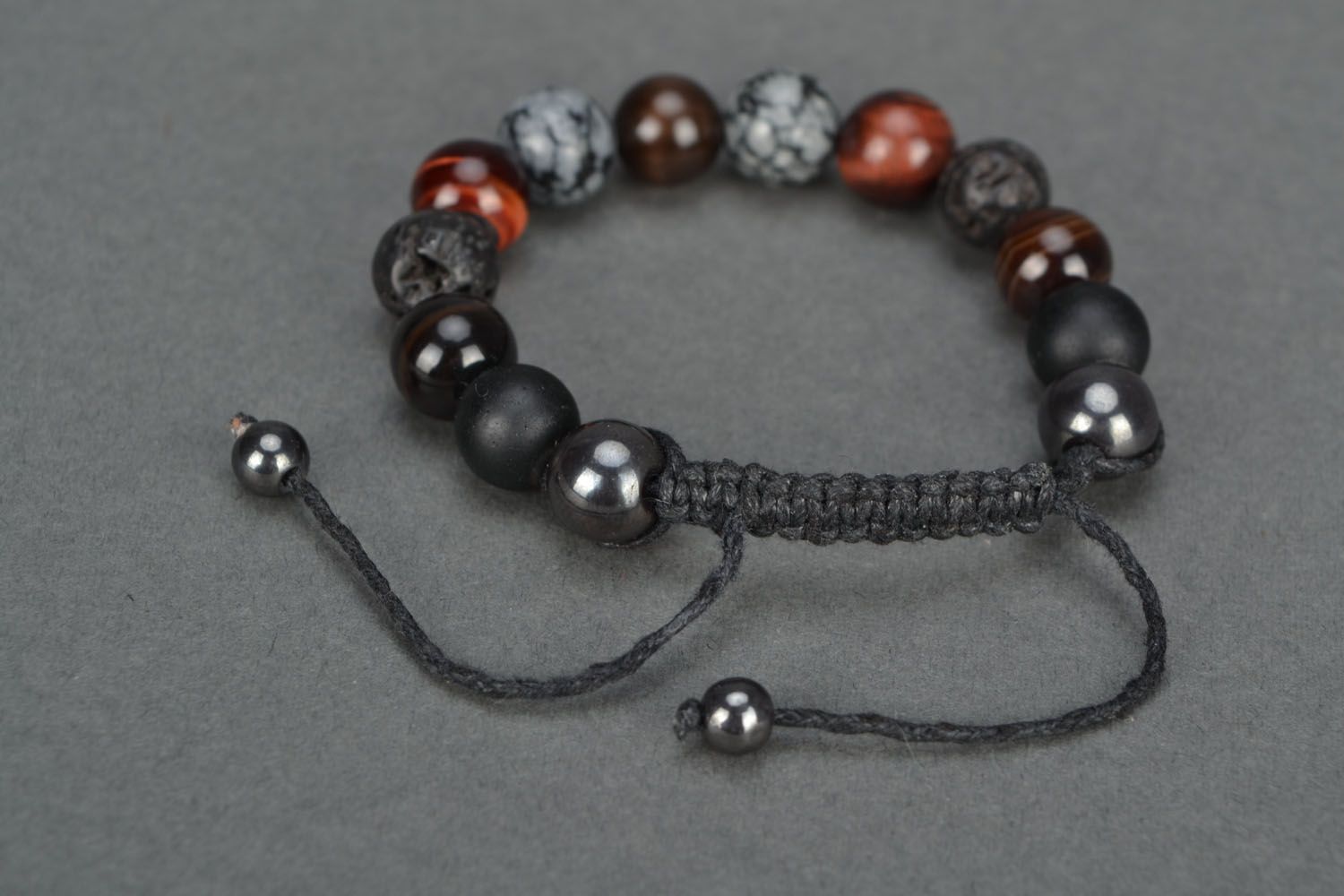 Unusual bracelet with natural stones Night photo 4