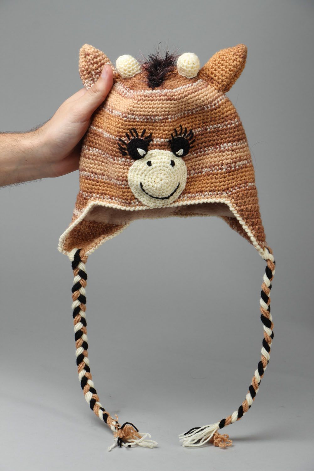Bonnet girafe avec oreilles fait main photo 4