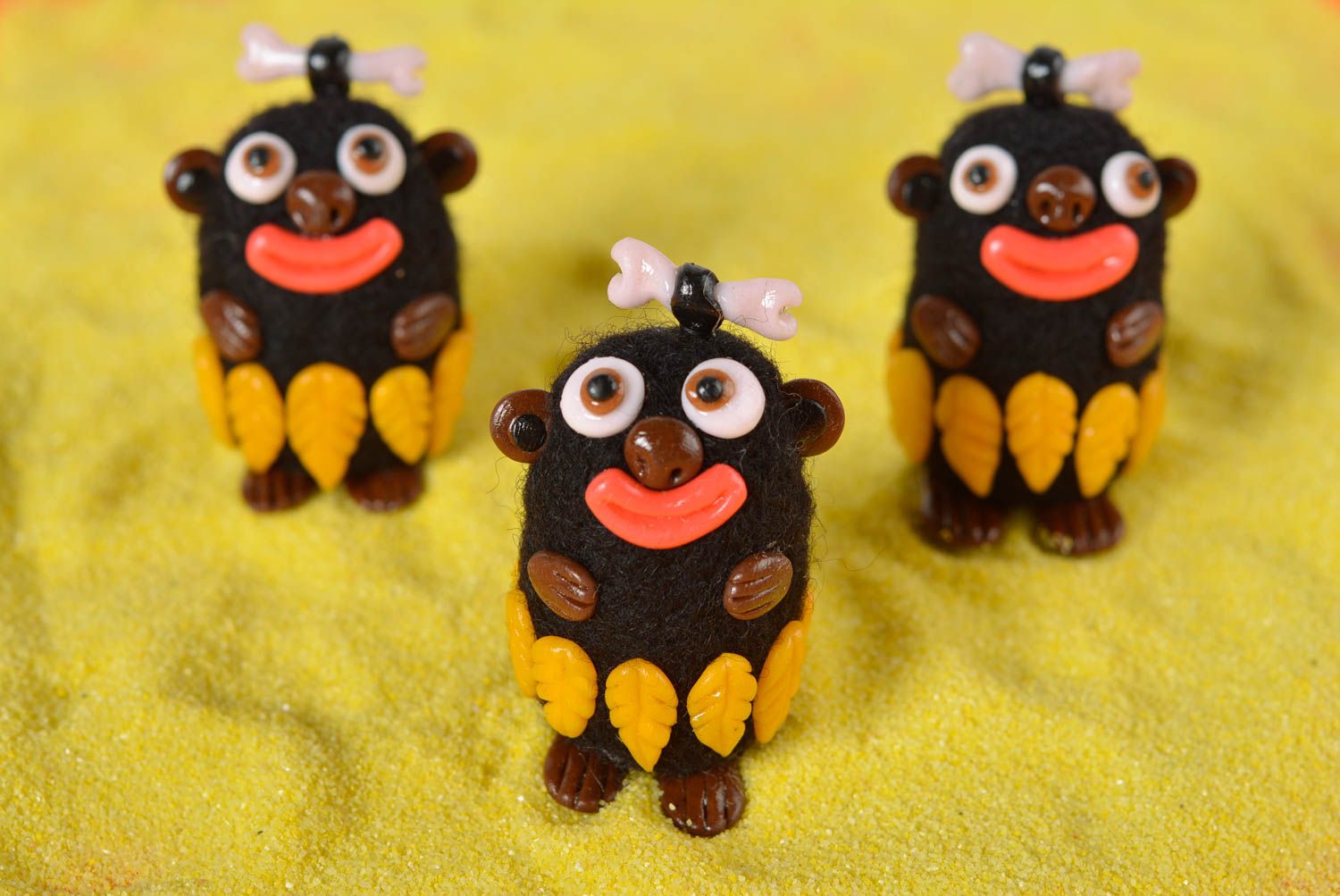 Handmade set of 3 wool felted figurines interior designer toy present for kids photo 1