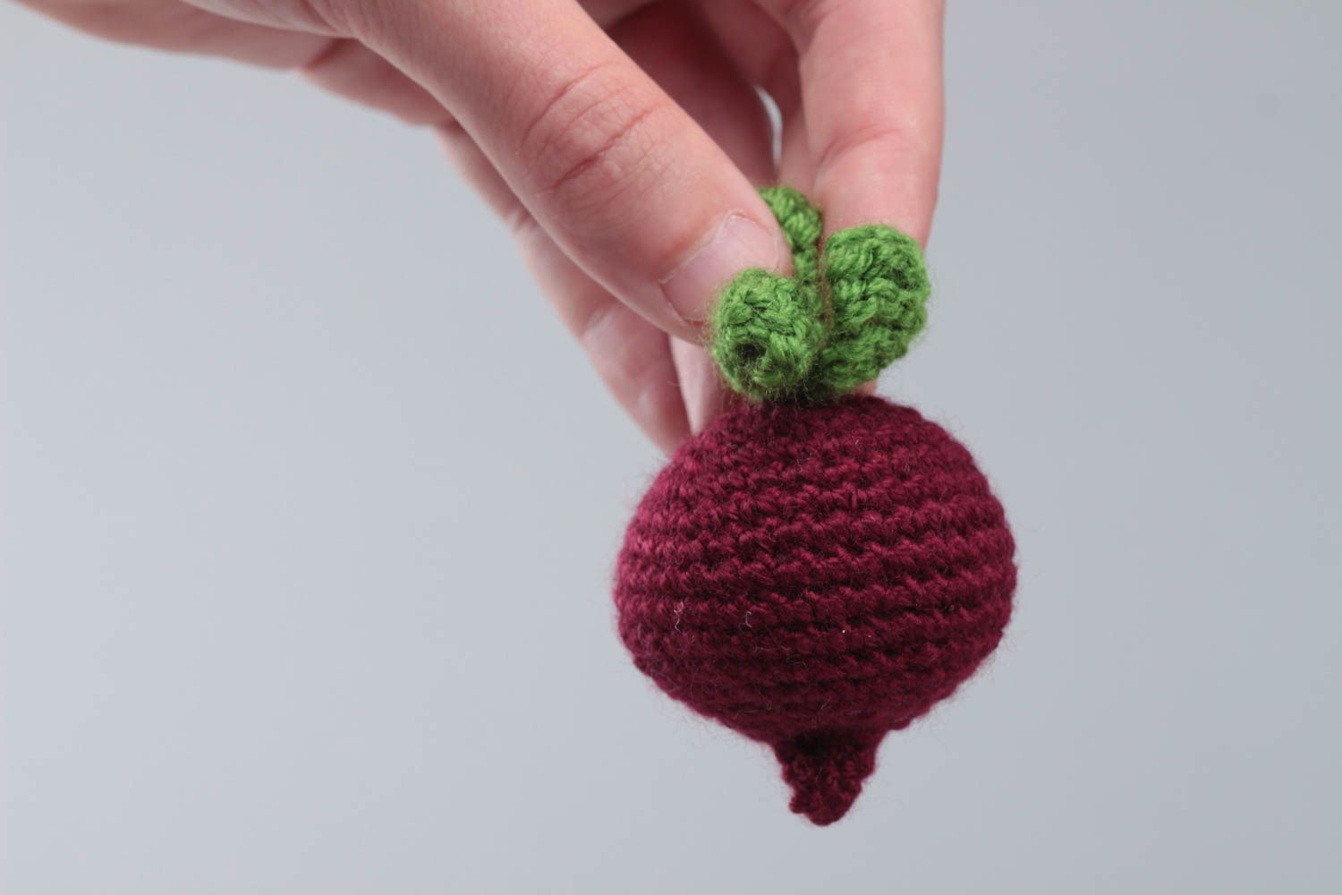 Handmade small acrylic crochet soft toy vegetable beet for kids and decor photo 5