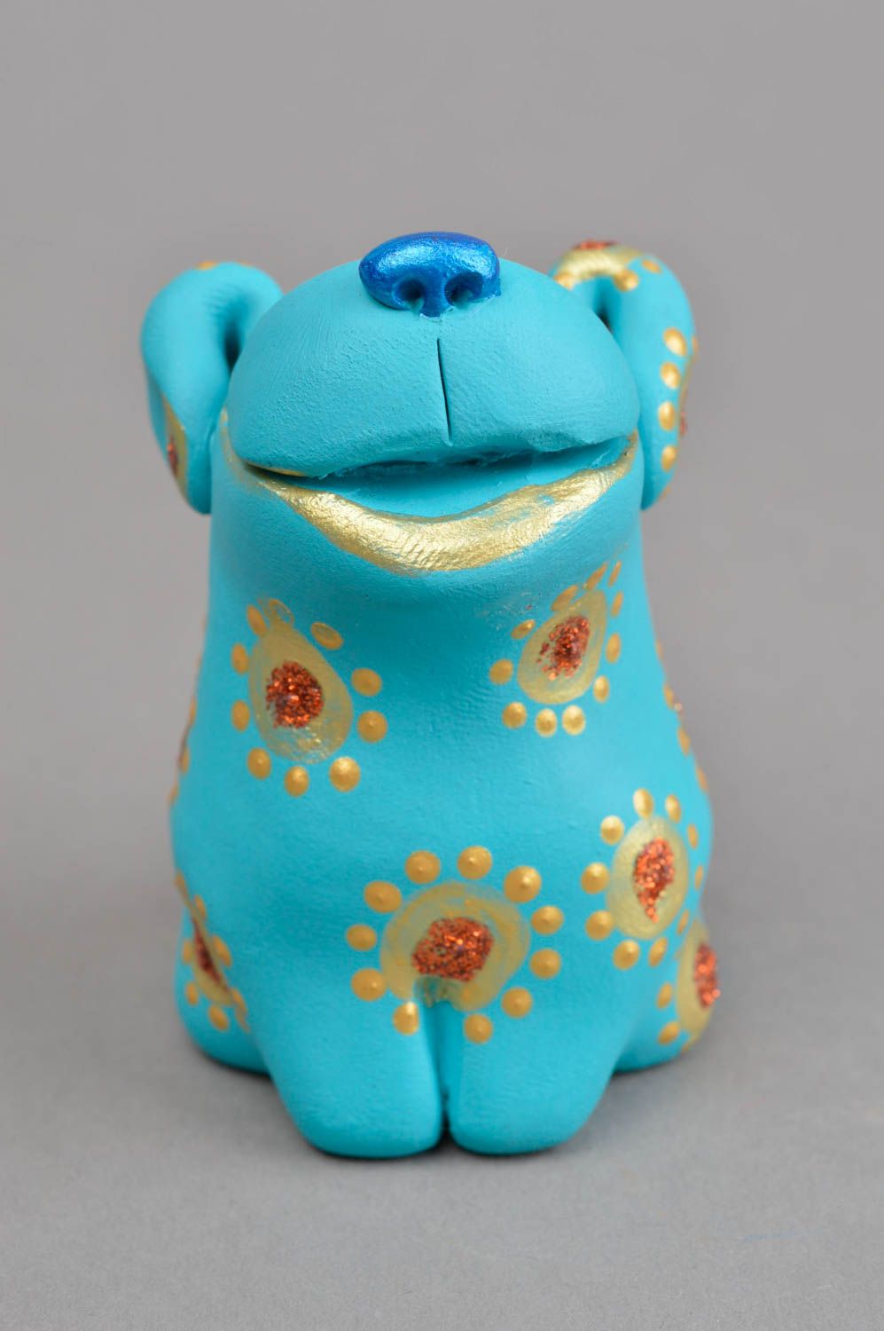 Sifflet jouet fait main Instrument de musique Figurine chien bleu ciel photo 2