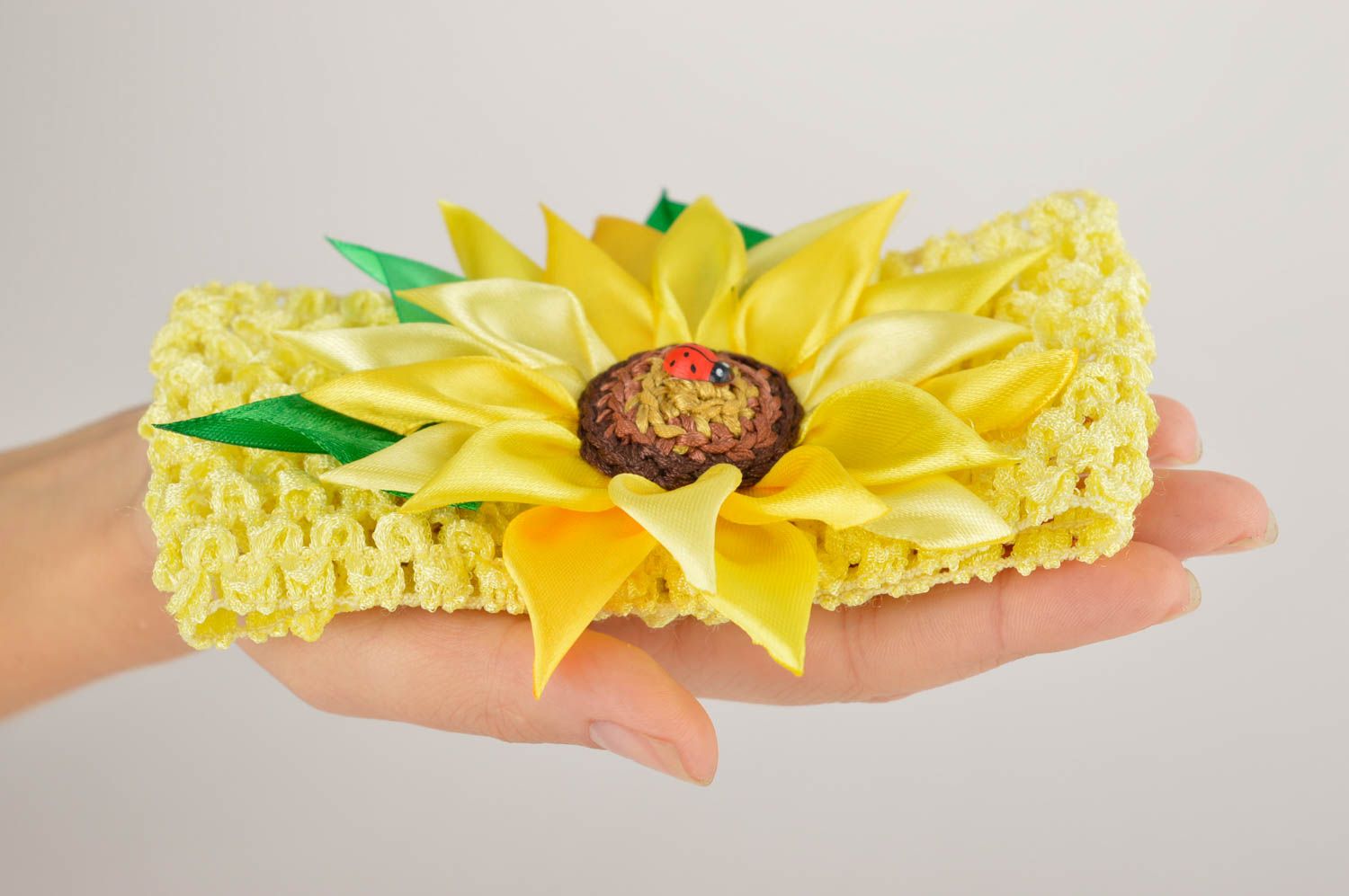Handgefertigt Haarband Blume Haarschmuck Blume Accessoire für Haare in Gelb  foto 5