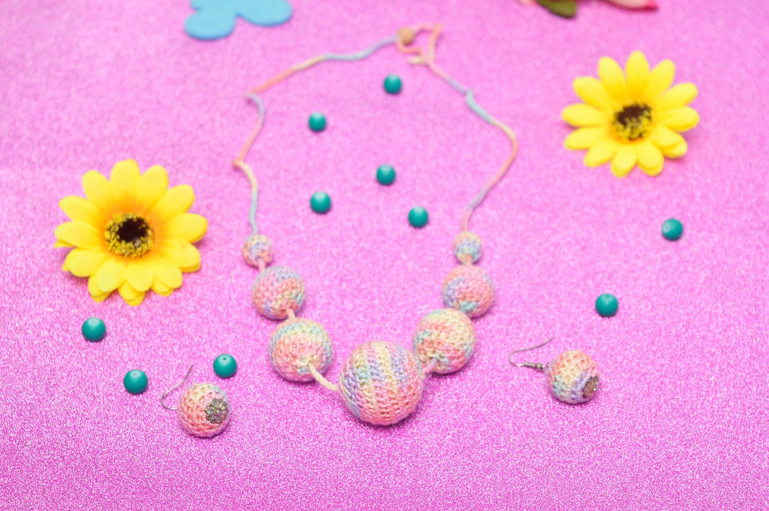 Handmade crochet earrings crochet ball necklace costume jewelry designs photo 1