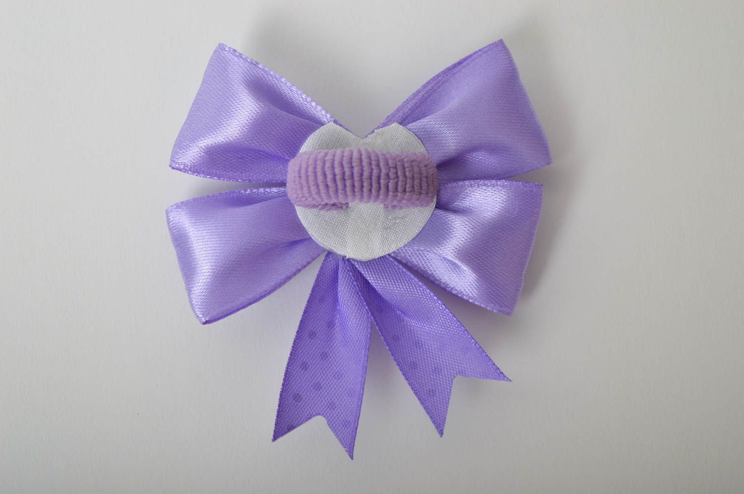 Élastique cheveux fait main Bijou cheveux noeud mauve à pois Cadeau fille photo 3